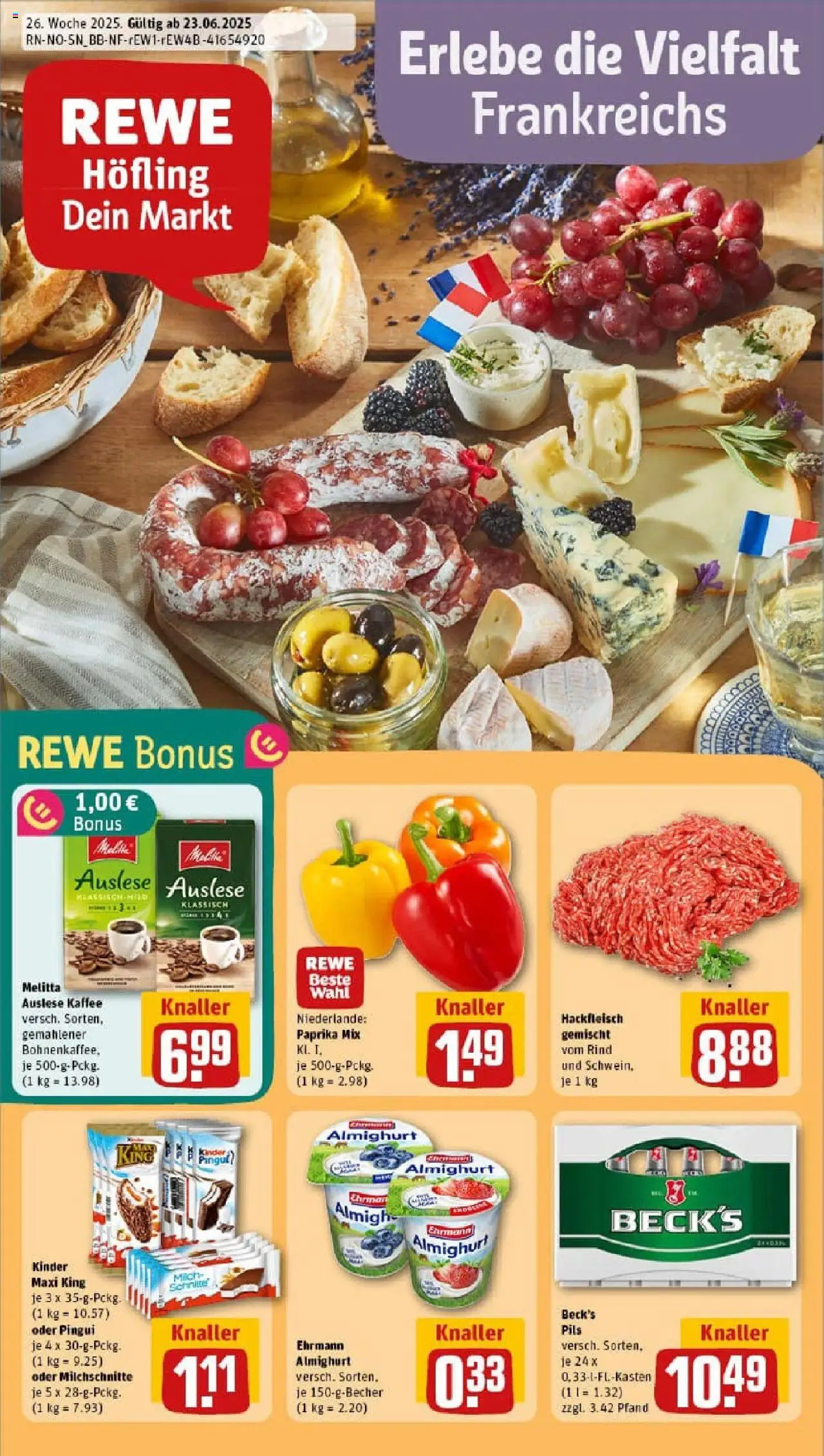 REWE Prospekt ab 22.06.2025 nächste Woche - Prospekt Duderstadt - Kaffee, Hackfleisch, Paprika, Melitta, Pils, Ehrmann almighurt