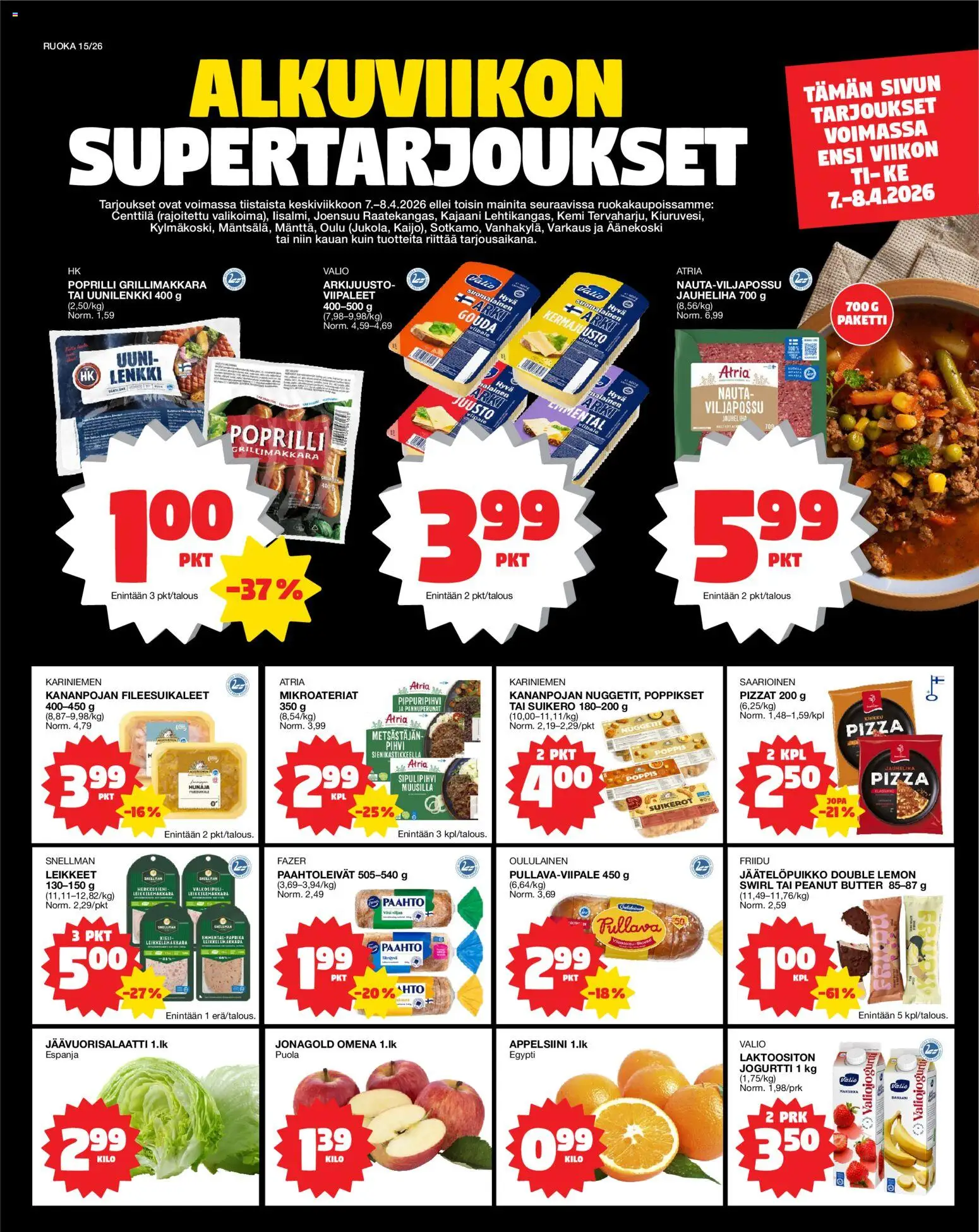 Kaupan Tokmanni Tokmanni ruokatarjoukset esikatselu, voimassa 07/04/2026