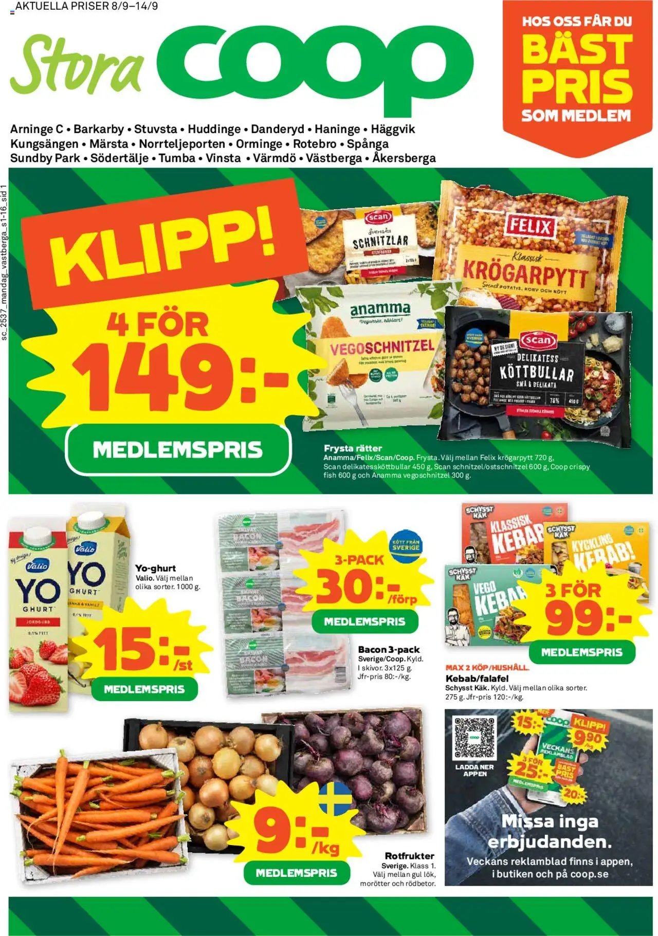 Aktuella reklamblad Coop Forum är giltig 08/09 2025 > Veckans Erbjudanden gäller från 08/09/2025 till 14/09/2025 sidnummer 1