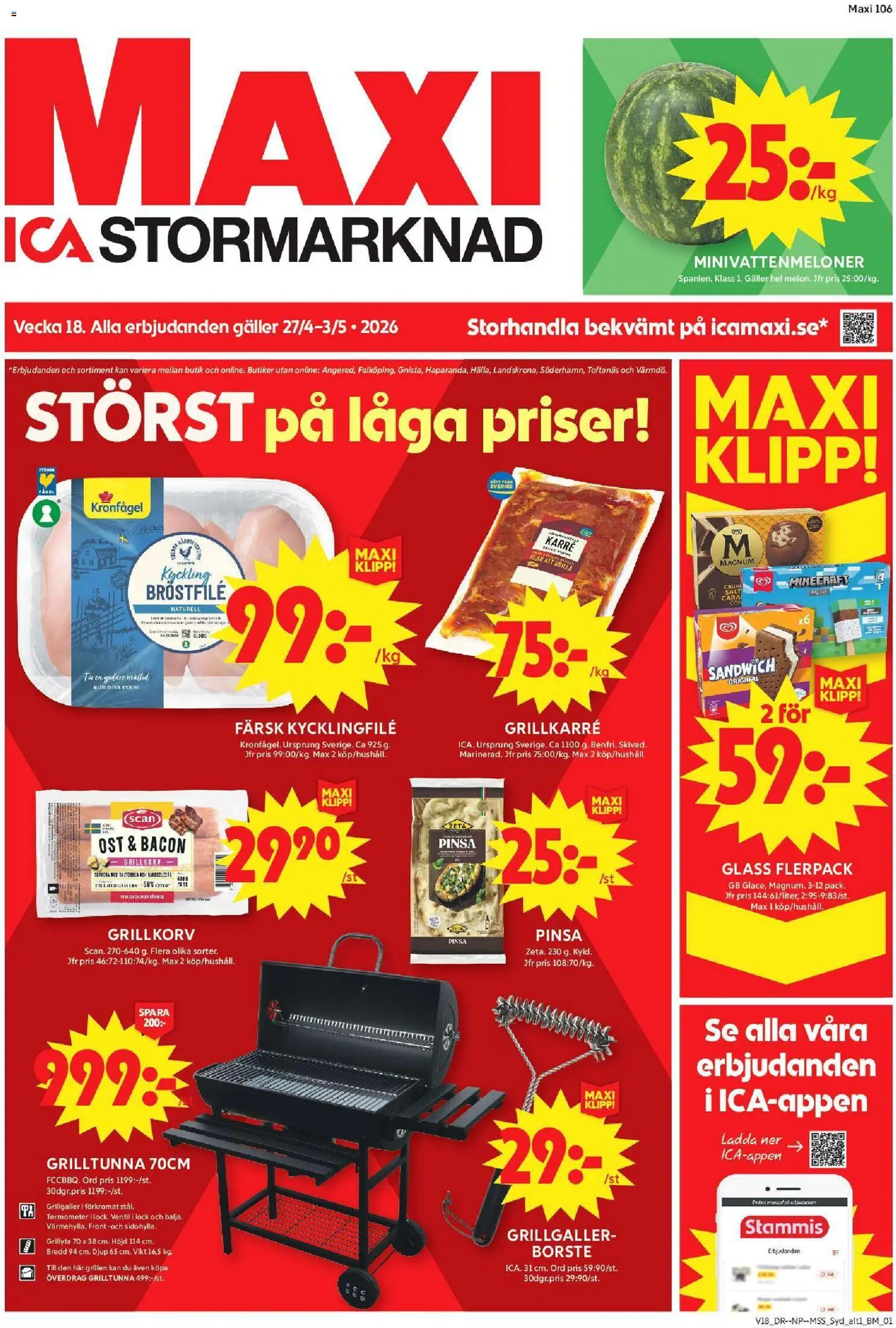 Förhandsgranska reklamblad Malmö från butik ICA Maxi gäller från 27/04/2026