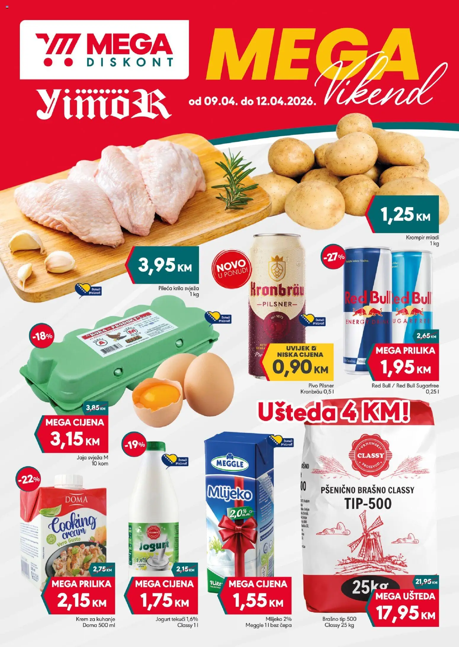 Pregled letka Mega Diskont vikend akcija trgovine Mega Diskont vrijedi od 09.04.2026