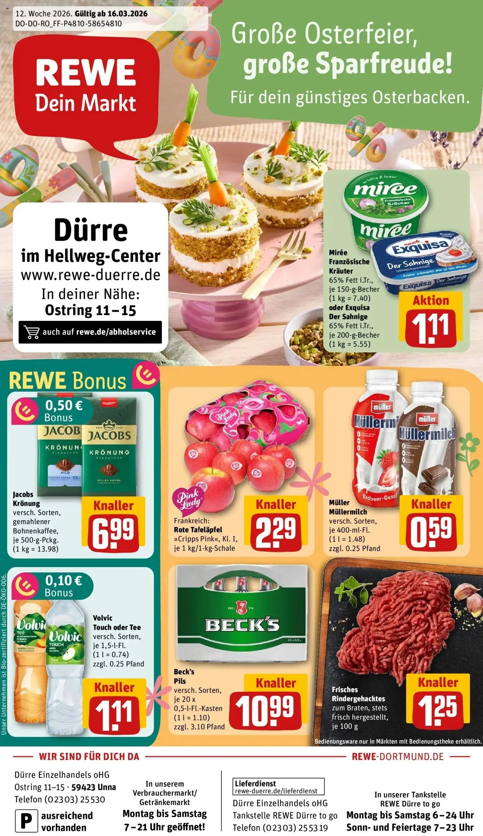 Vorschau von dem Prospekt des Geschäftes Rewe, gültig ab dem 15.03.2026 - Uhr, Telefon, Äpfel, Tee, Pfirsich, Pils, Exquisa, Volvic touch