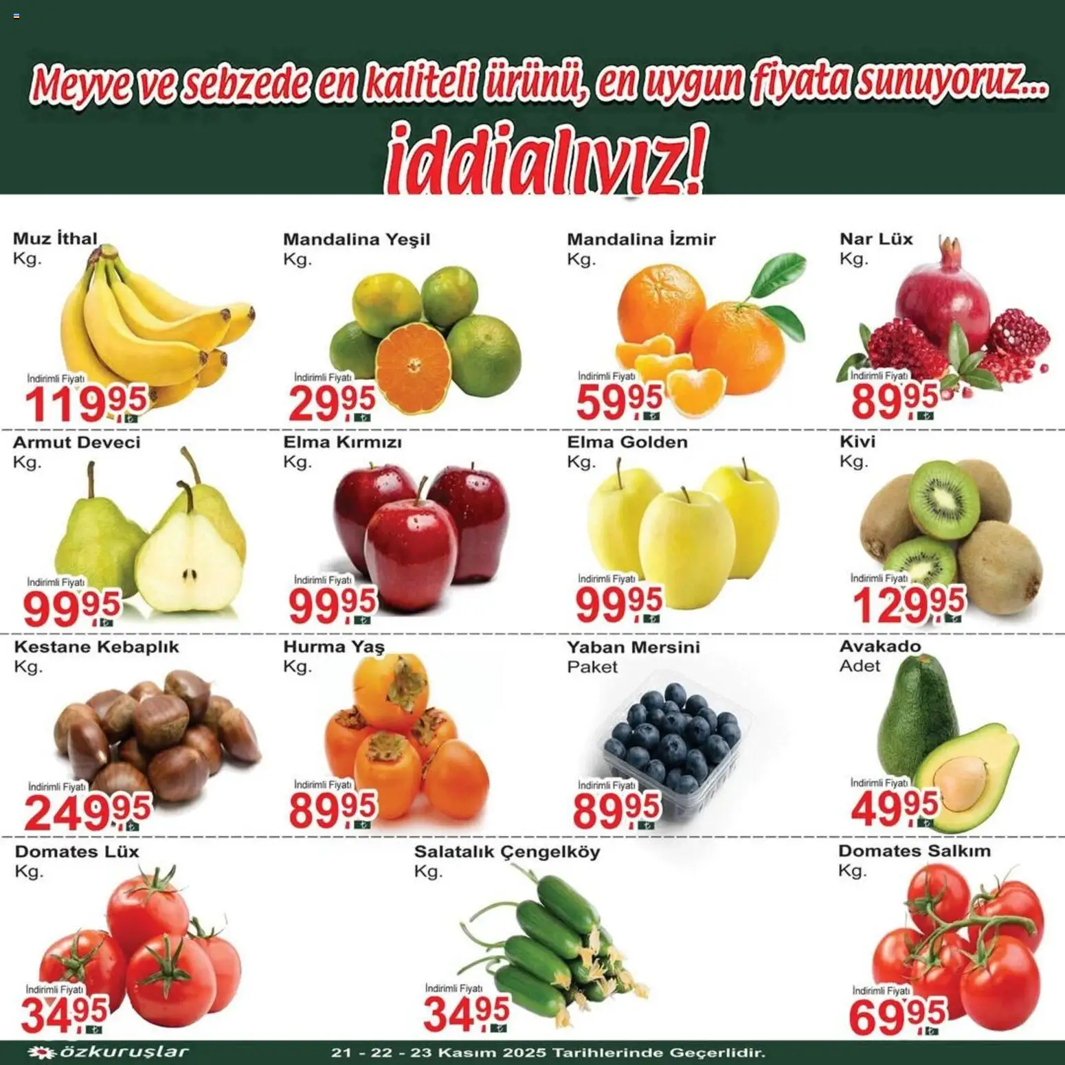Özkuruşlar Sebze ve meyve 21.11.2025 - Broşürünün önizlemesi