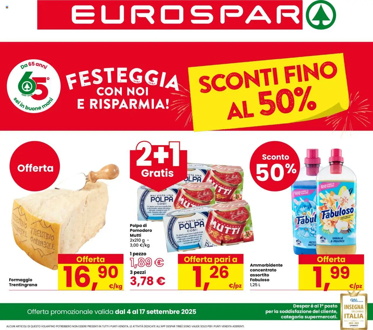 Volantino Eurospar valido da 04/09/2025 numero di pagina 1