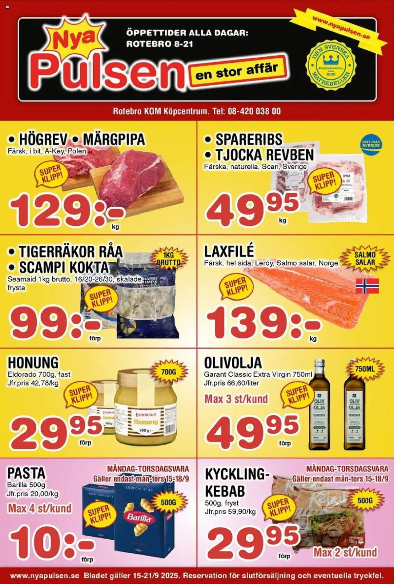 Aktuella reklamblad Nya Pulsen är giltig 15/09 2025 > Veckans Erbjudanden gäller från 15/09/2025 till 21/09/2025 sidnummer 1