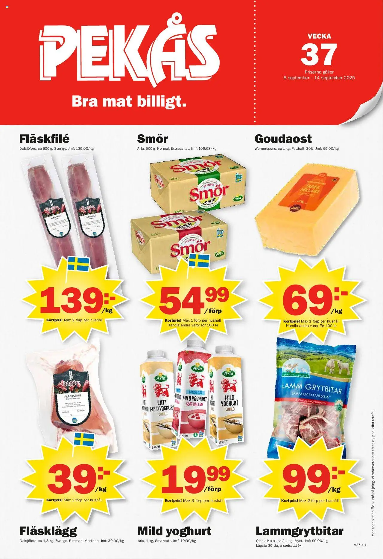 Aktuella reklamblad Pekås är giltig 08/09 2025 > Veckans Erbjudanden gäller från 08/09/2025 till 14/09/2025 sidnummer 1
