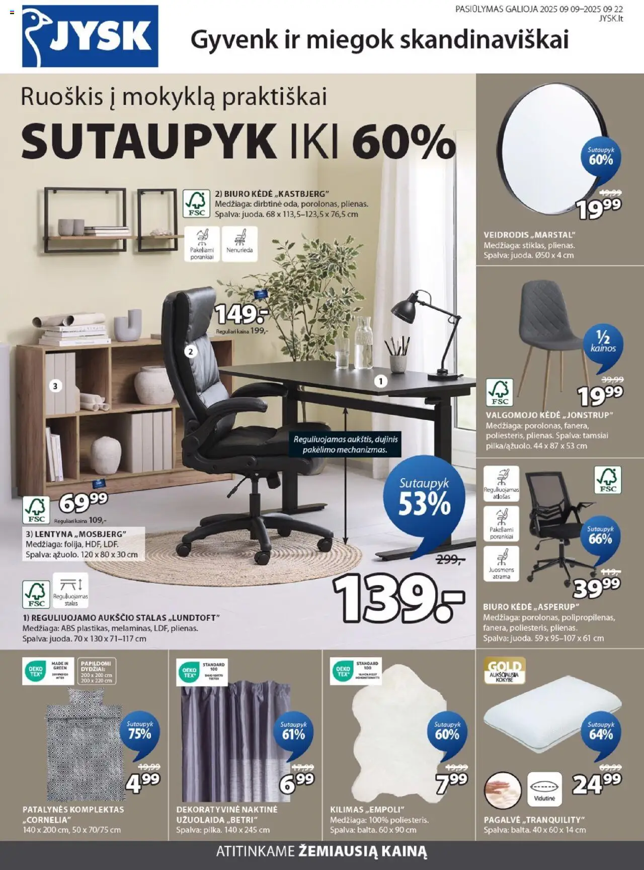 JYSK leidinys galioja nuo 2025.09.09 – puslapio numeris 1