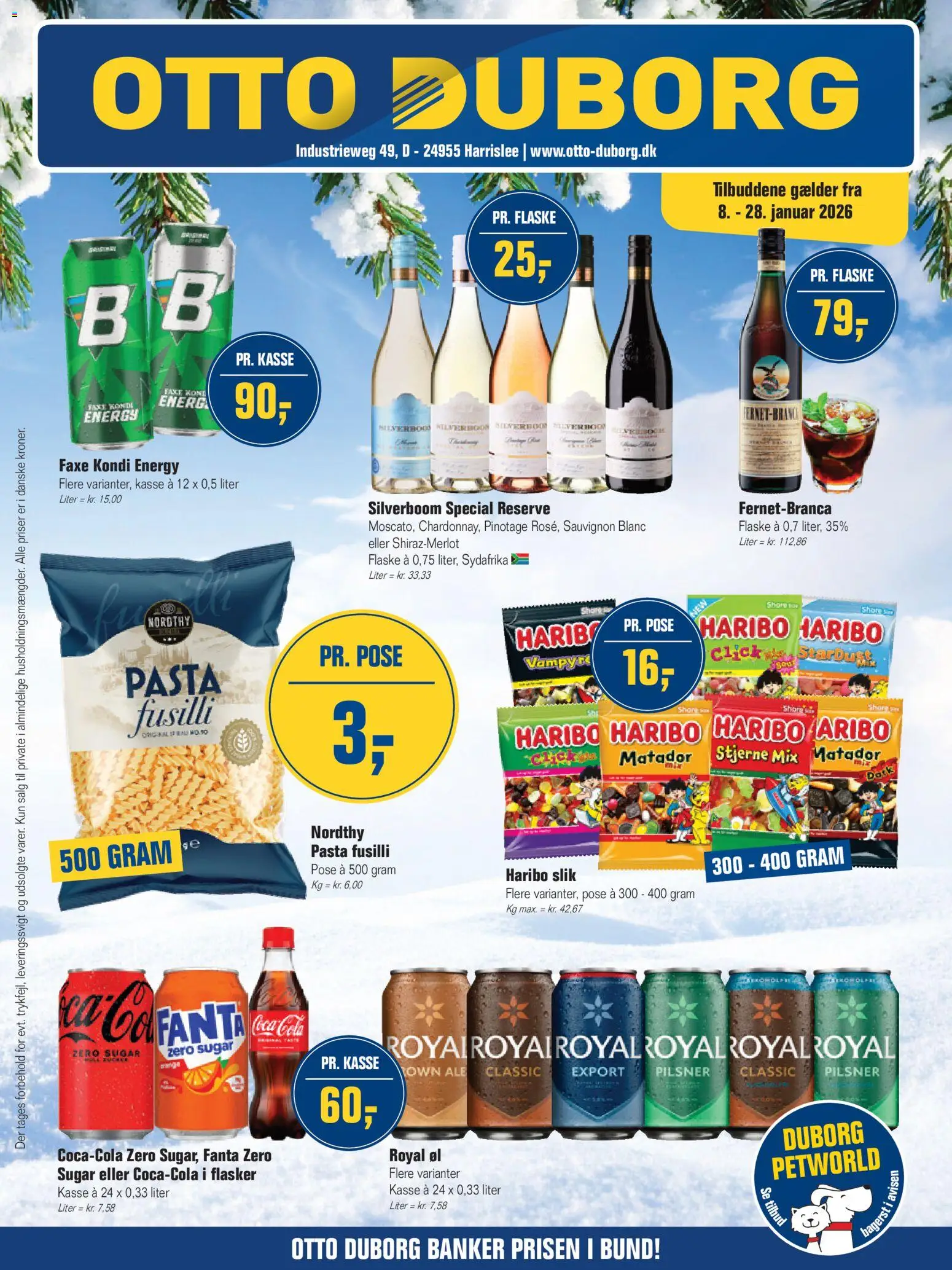 Eksempel på tilbudsavis Tilbudsavis fra butik Otto Duborg gyldig fra 08/01/2026 - Pasta, Slik, Øl, Faxe Kondi, Coca Cola, Cola, Fanta, Søm