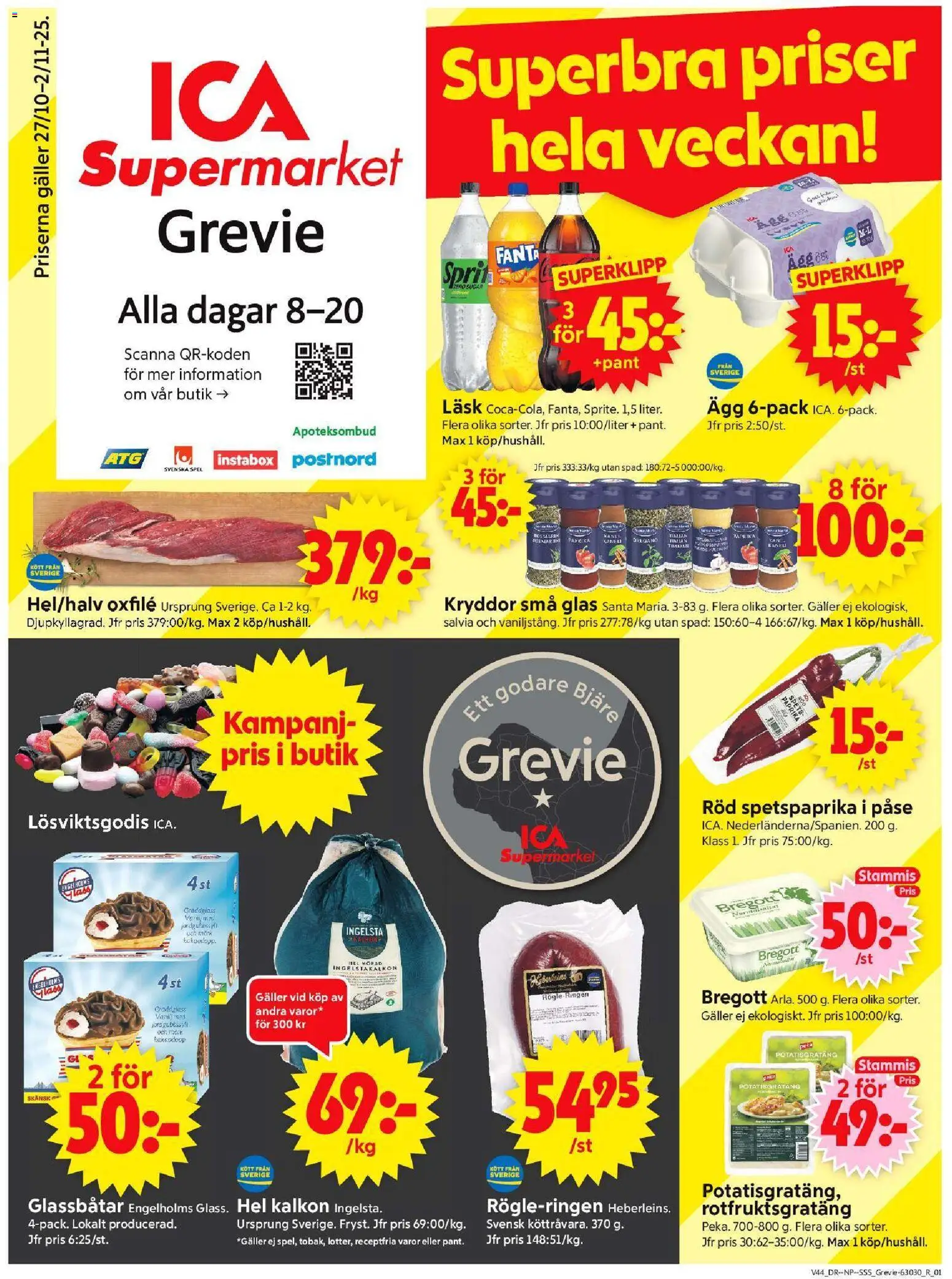Förhandsgranska reklamblad Grevie från butik ICA Supermarket gäller från 27/10/2025