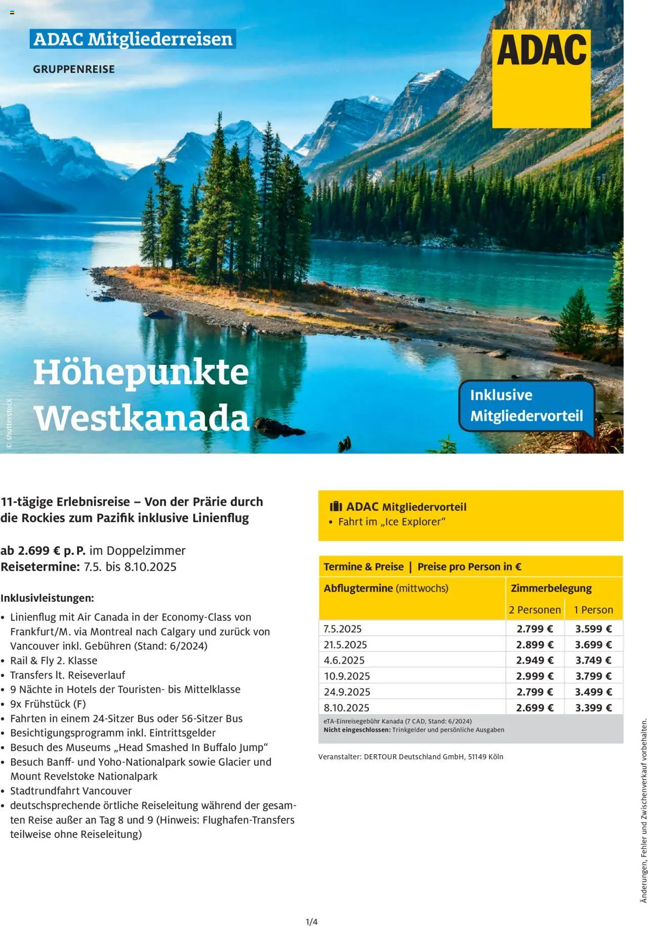 Galeria Reisen Westkanada - ADAC Mitgliederreisen (vom von Montag 14.04.2025)
