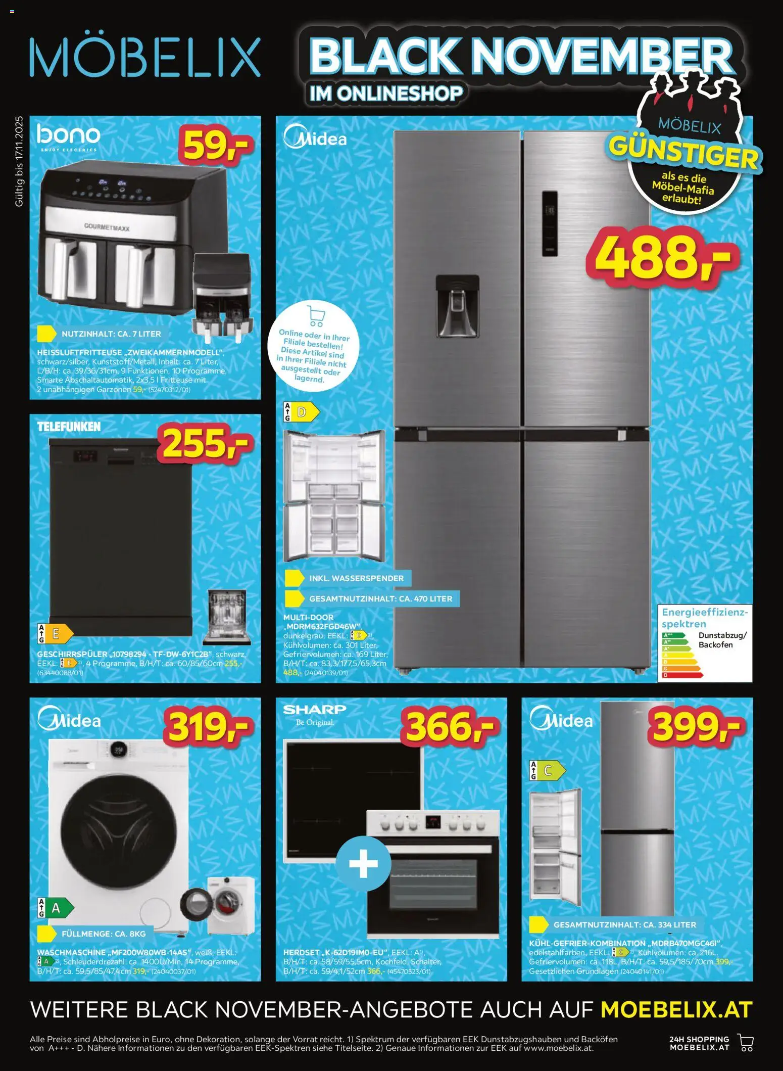 Vorschau der Angebote: Möbelix Black Friday gültig ab 11.11.2025 - Waschmaschine, Geschirrspüler