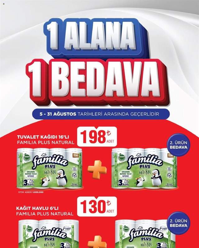 BİM - 05-31 Ağustos, 1 Alana 1 Bedava