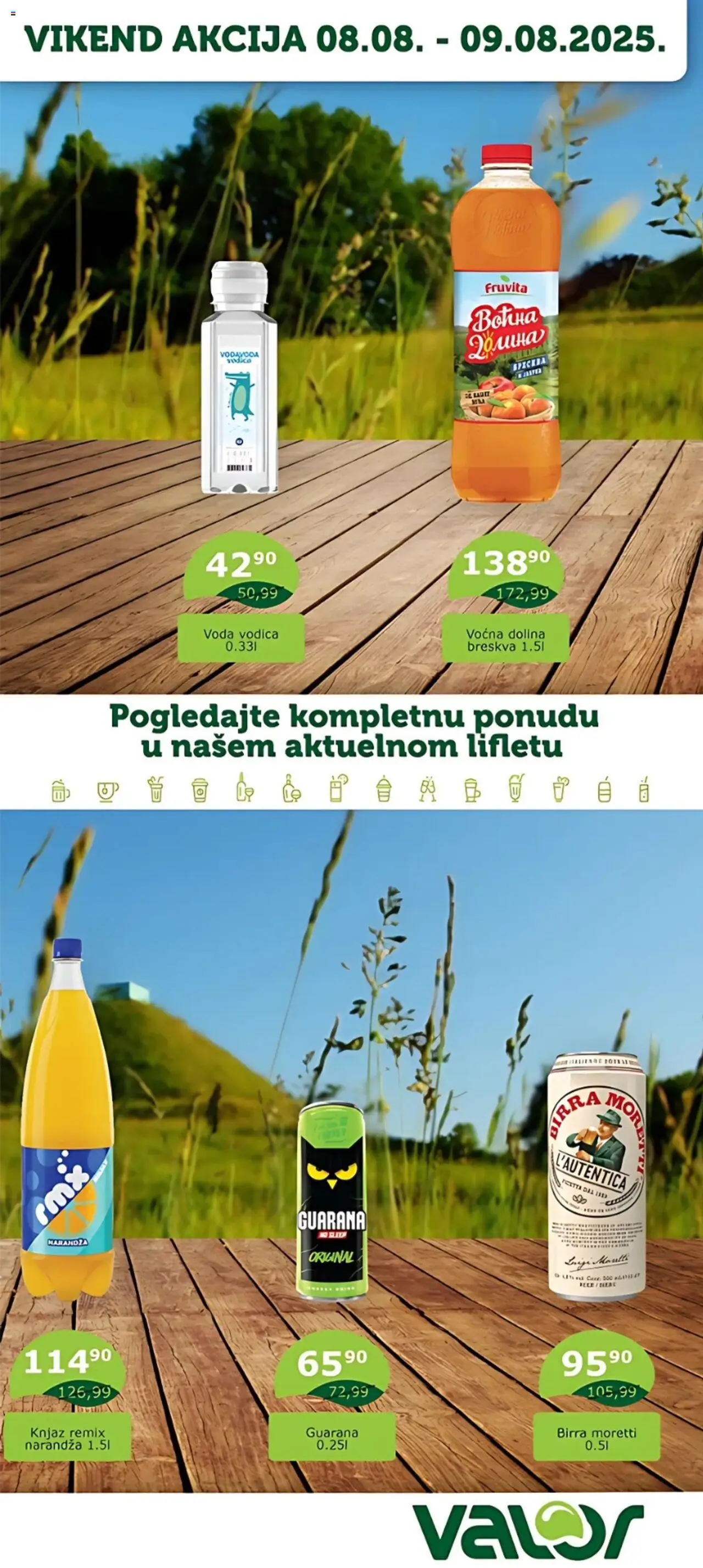 Valor katalog važi od 08.08.2025 - stranica 1 - Guarana, Birra Moretti, Voda, Breskva, Fruvita