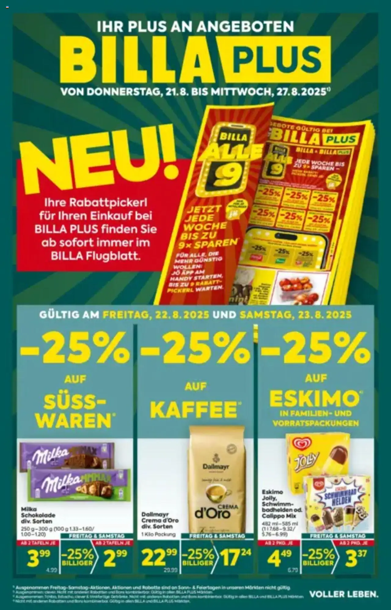  BILLA PLUS Flugblatt 21.08.2025 - Angebote aktuell, prospekt - Seite 1