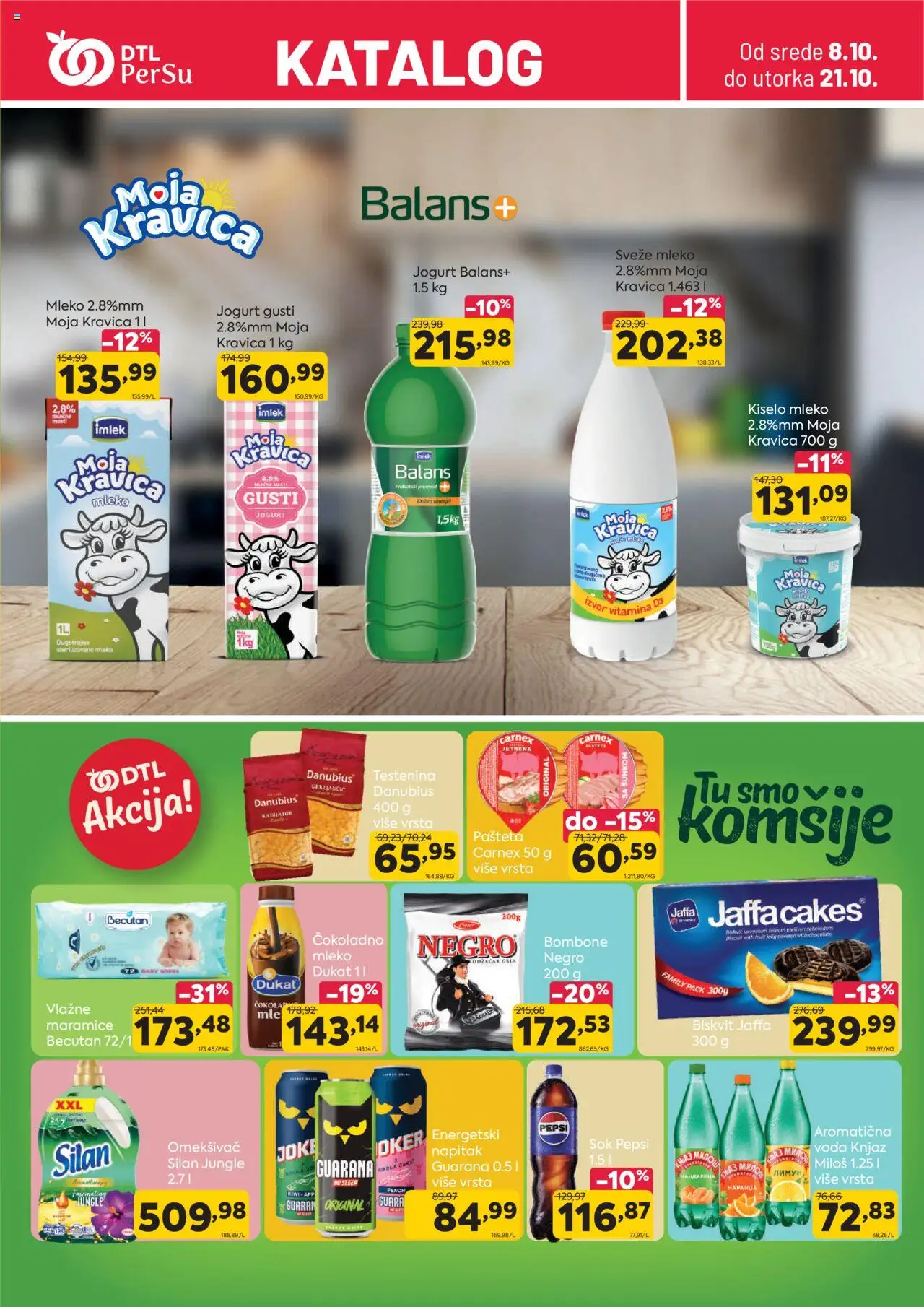 PerSu katalog važi od 08.10.2025 - stranica 1 - Voda, Pepsi, Moja kravica, Mleko, Testenina, Maramice, Omekšivač, Sveže mleko