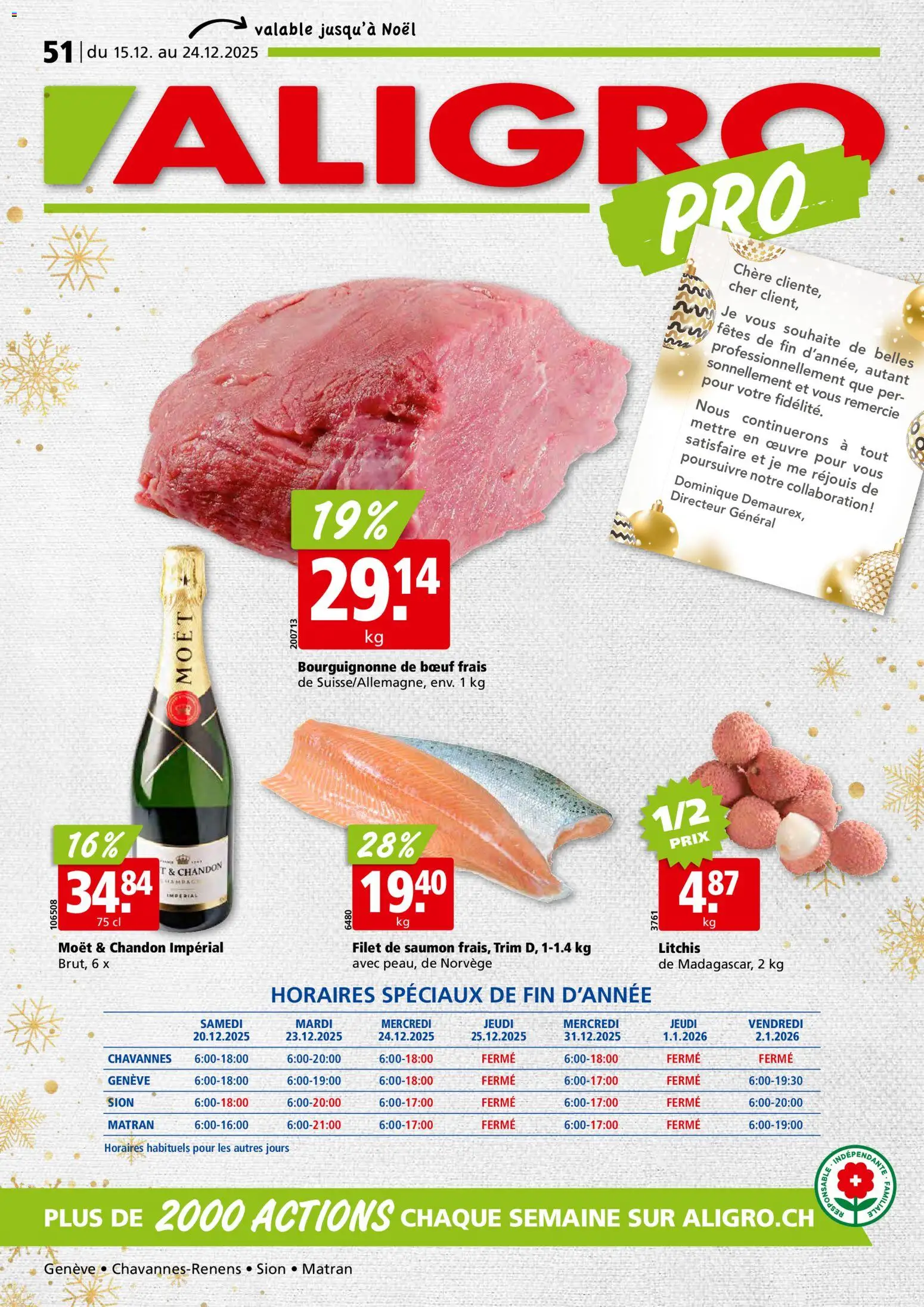 Vorschau des Merkblatts Aktionen Chavannes, Matran, Genève, Sion vom Shop Aligro gültig von 15.12.2025 bis 24.12.2025