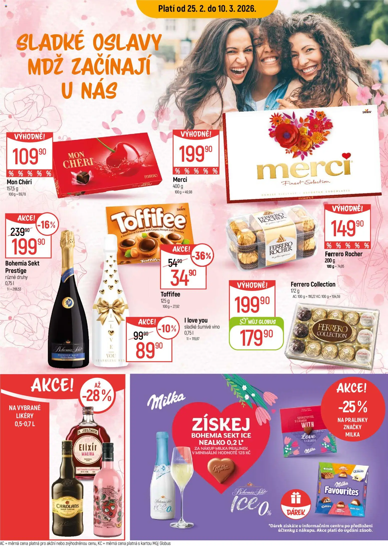 Náhled nabídky: Globus Globus leták - Trmice platný od 25.02.2026 - Víno, Milka, Bohemia sekt, Toffifee, Oreo, Šumivé víno, Bohemia Sekt Ice, Carolans