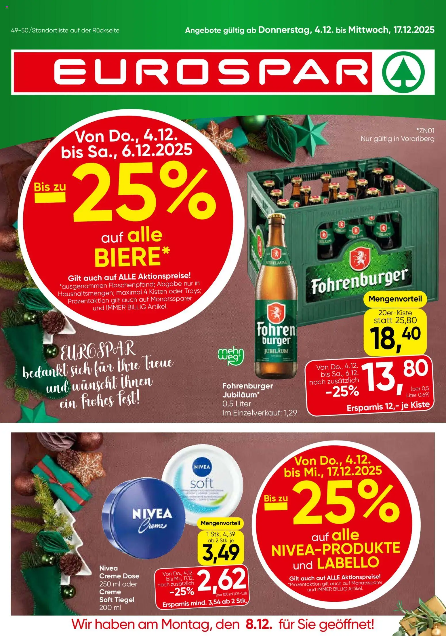 Vorschau der Angebote: Eurospar Vorarlberg gültig ab 04.12.2025 - Burger, Creme