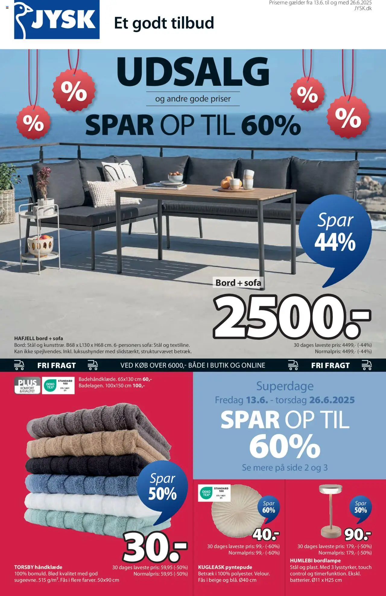 JYSK tilbudsavis gyldig fra 13/06/2025 - side 1 - Sofa, Bord, Håndklæde