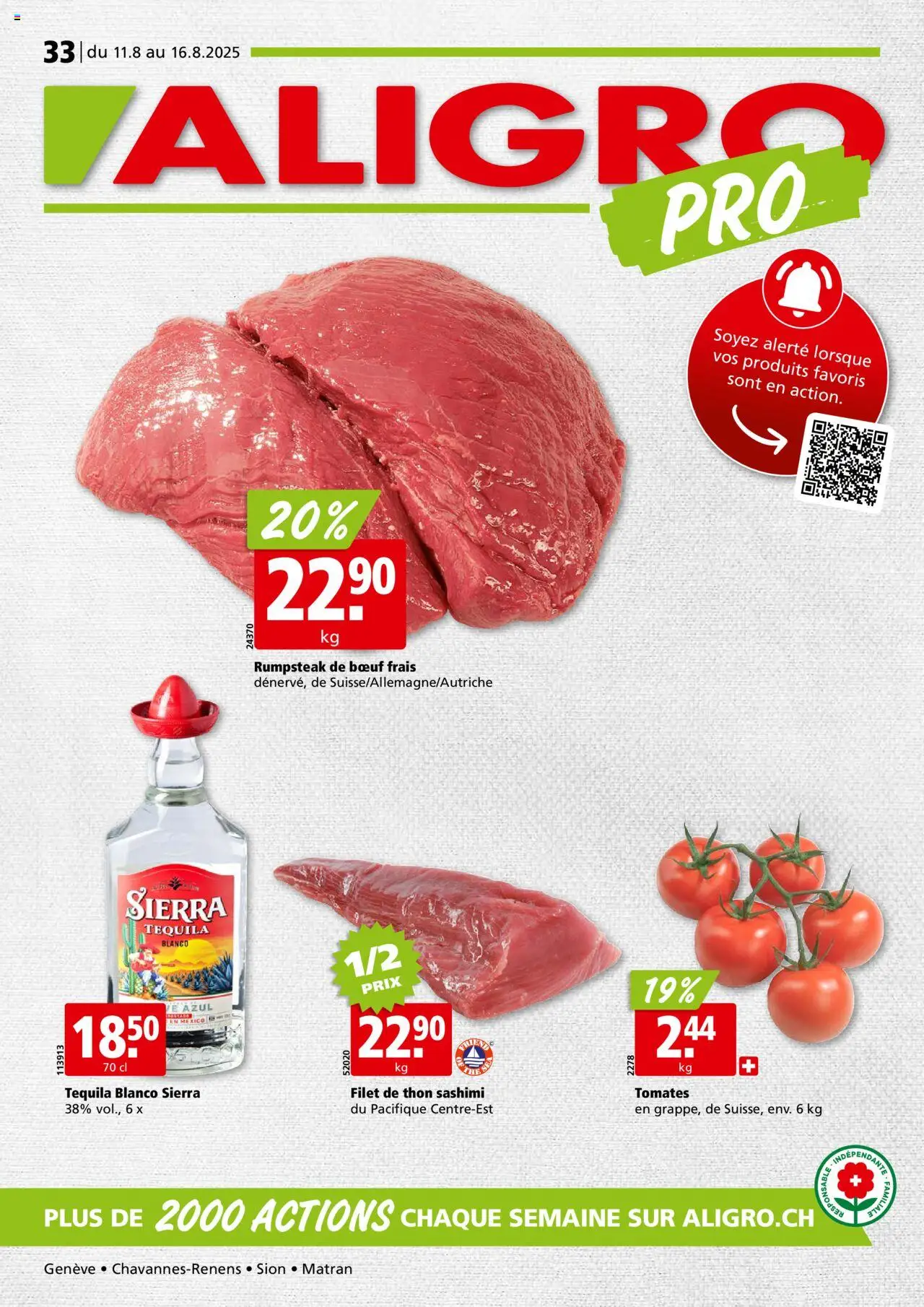 Aligro Aktionen Chavannes, Matran, Genève, Sion ab 11.08.2025 - Seitennummer 1