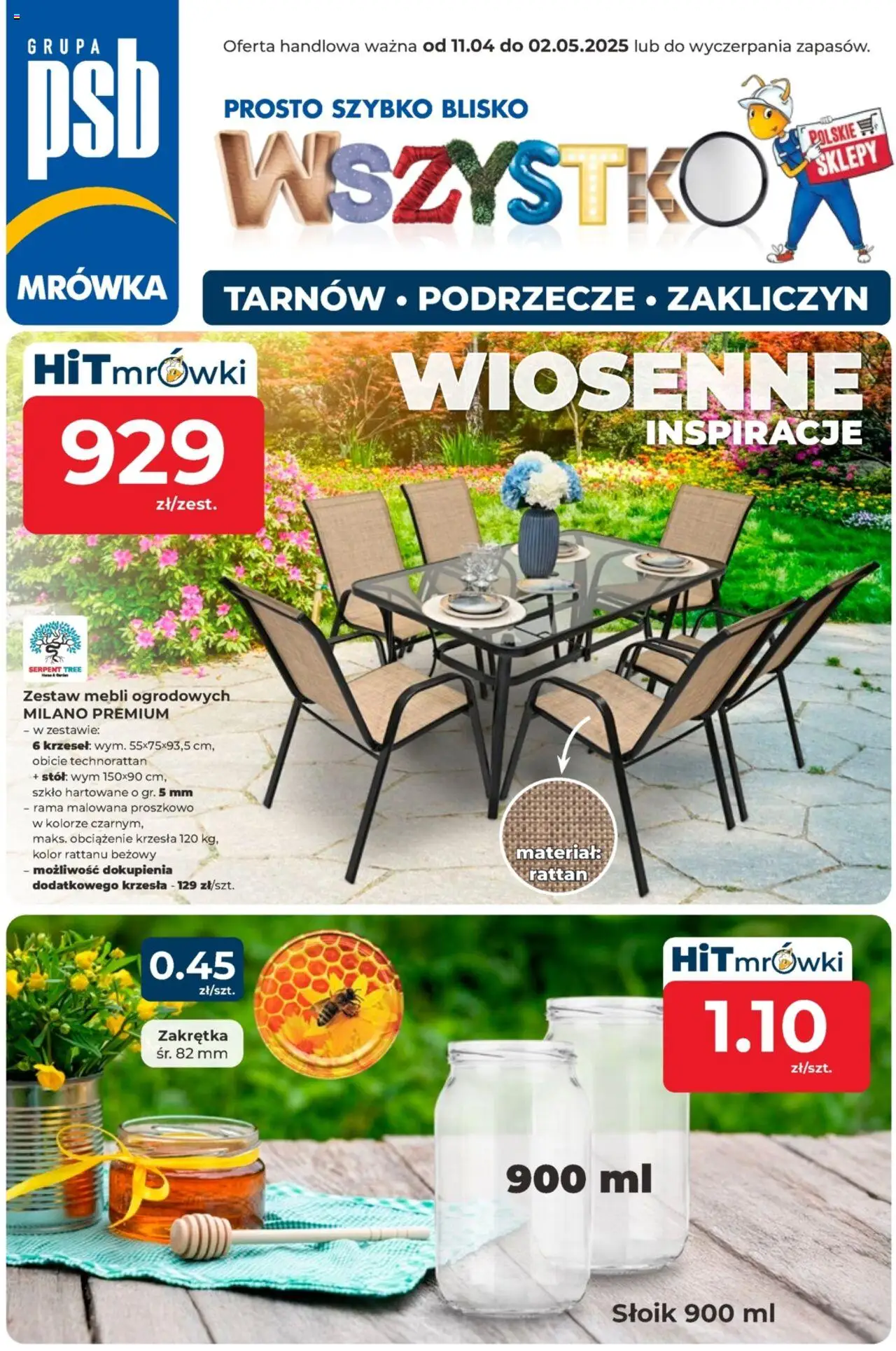 Pogląd gazetki "Gazetka" ze sklepu Mrówka ważnej od 11.04.2025 - Zestaw mebli ogrodowych, Stół, Rama