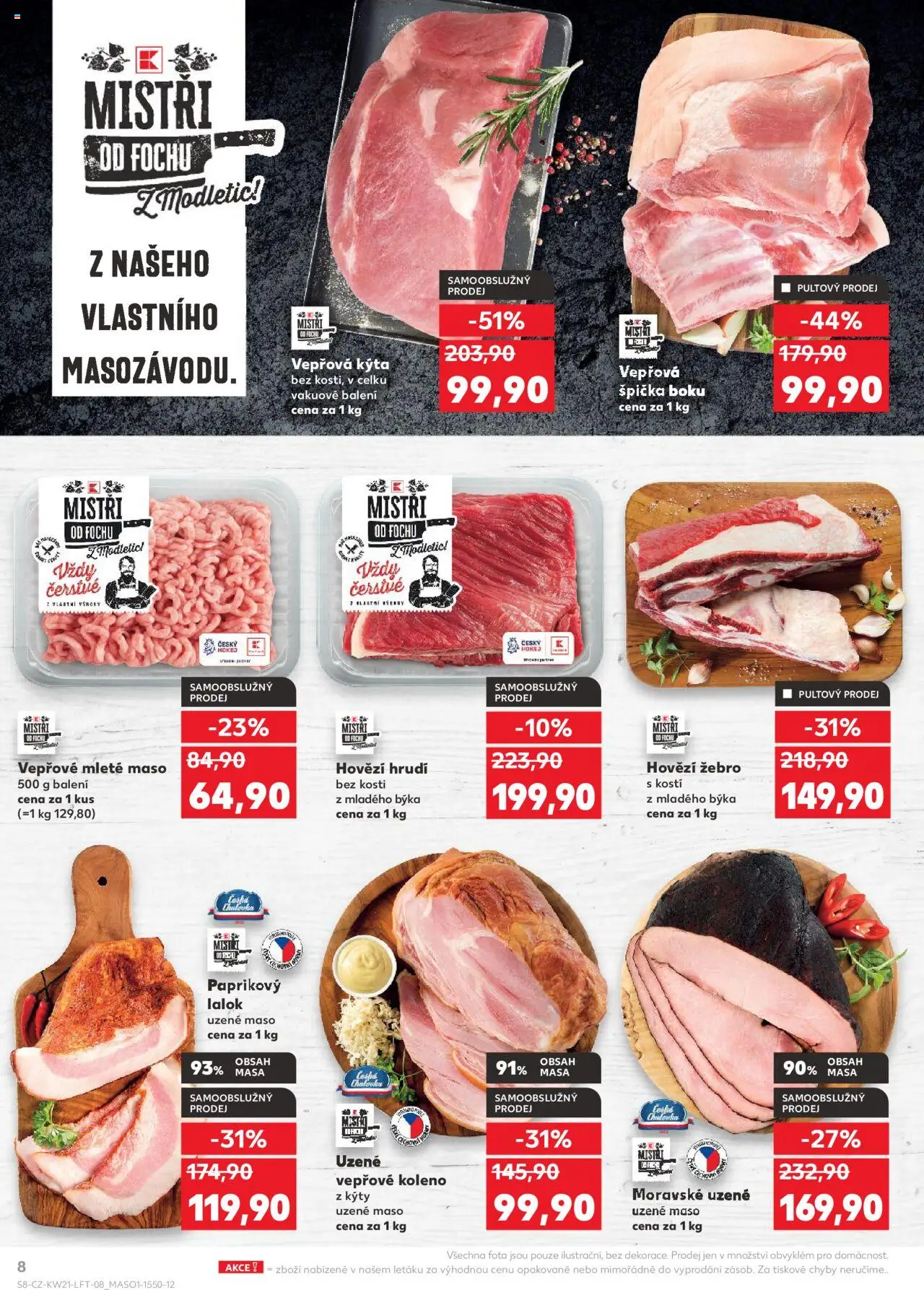  KAUFLAND Leták (21.05.2025) příští týden - strana 8 - Maso, Vepřová Kýta, Hovězí, Vepřové koleno, Kýta, Uzené maso, Moravské uzené, Uzené vepřové koleno