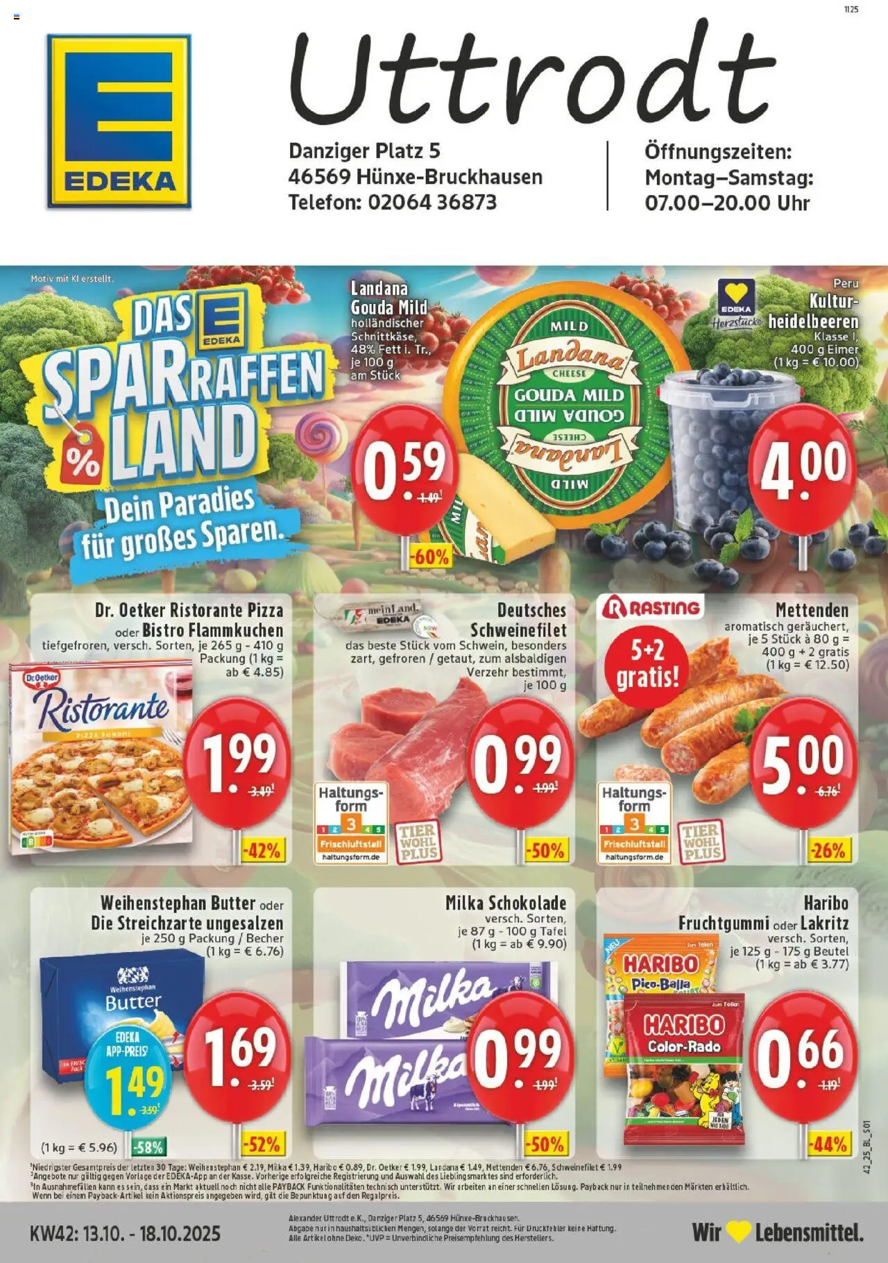 EDEKA Prospekt ab 13.10.2025 - Prospekt Hünxe-Bruckhausen Online - Telefon, Butter, Schokolade, Milka schokolade, Heidelbeeren, Milka, Schweinefilet, Ristorante
