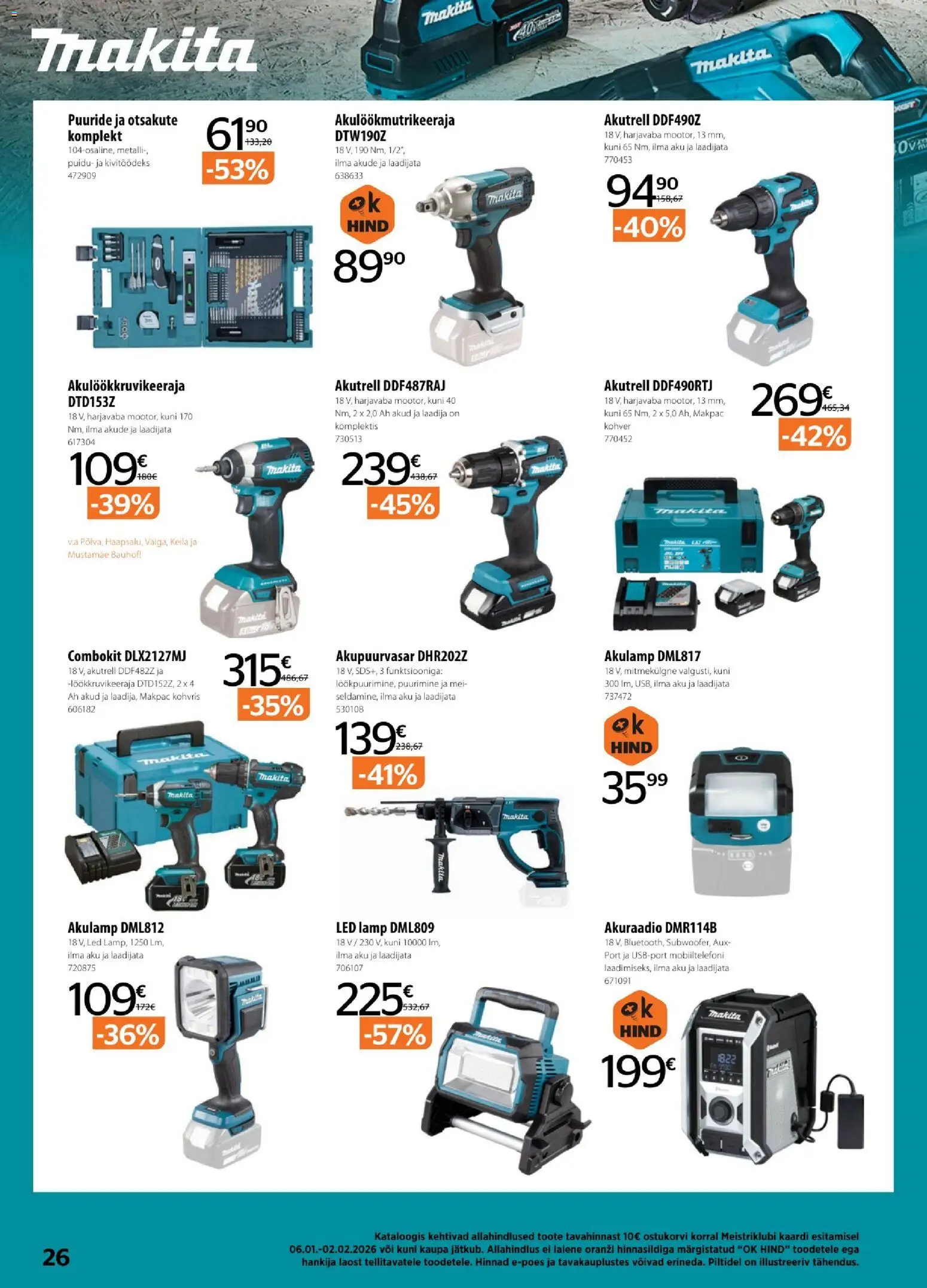 Bauhof kliendilehe eelvaade alates 2026.01.06