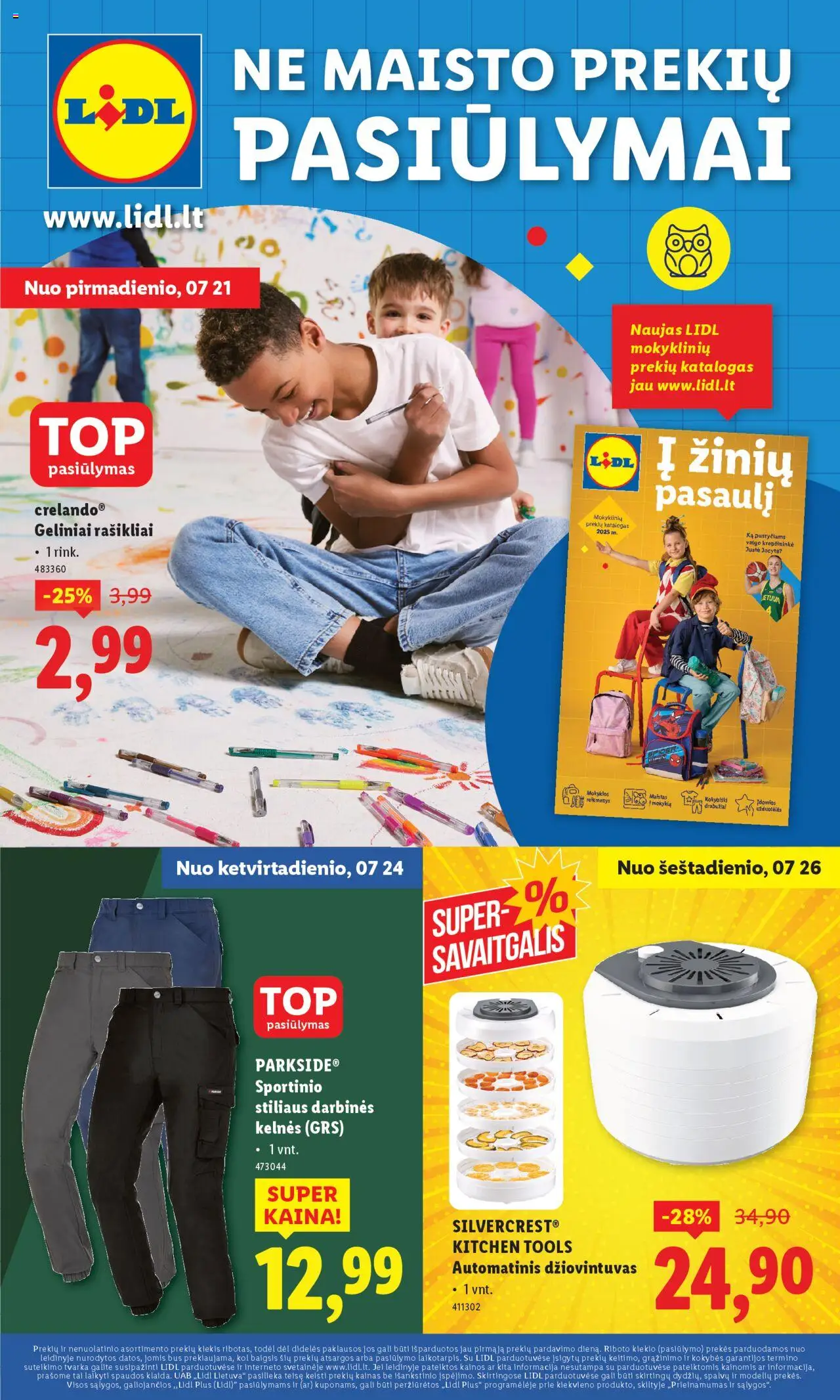 LIDL leidinys galioja nuo 2025.07.21 – puslapio numeris 1 - Kelnes