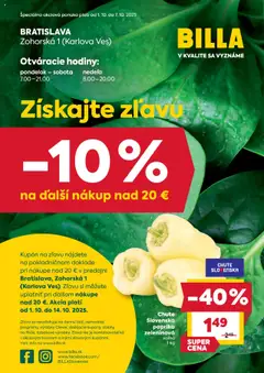 Náhľad Billa letáku platného od 01.10.2025