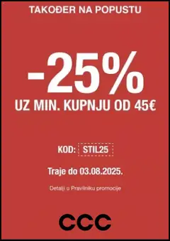 Pregled letka Katalog trgovine CCC vrijedi od 30.07.2025
