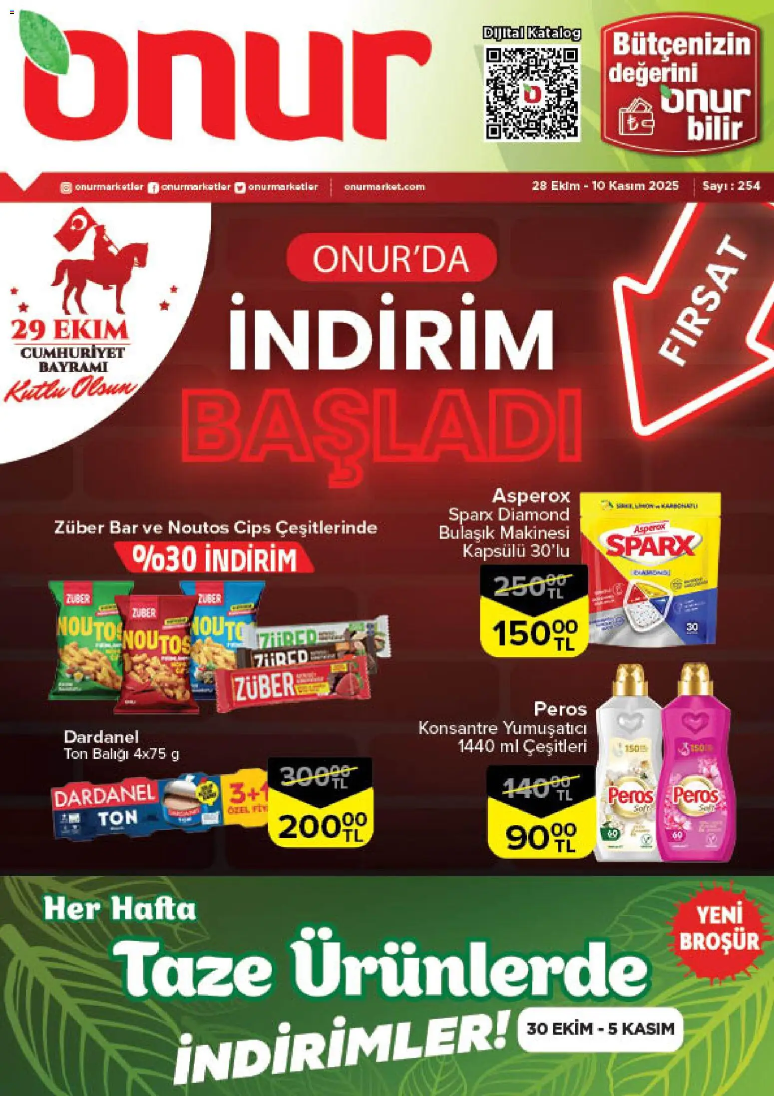 Onur Market Katalog - İstanbul 28.10.2025 - Broşürünün önizlemesi - Bulaşık makinesi, Cips, Ton balığı, Yumuşatıcı