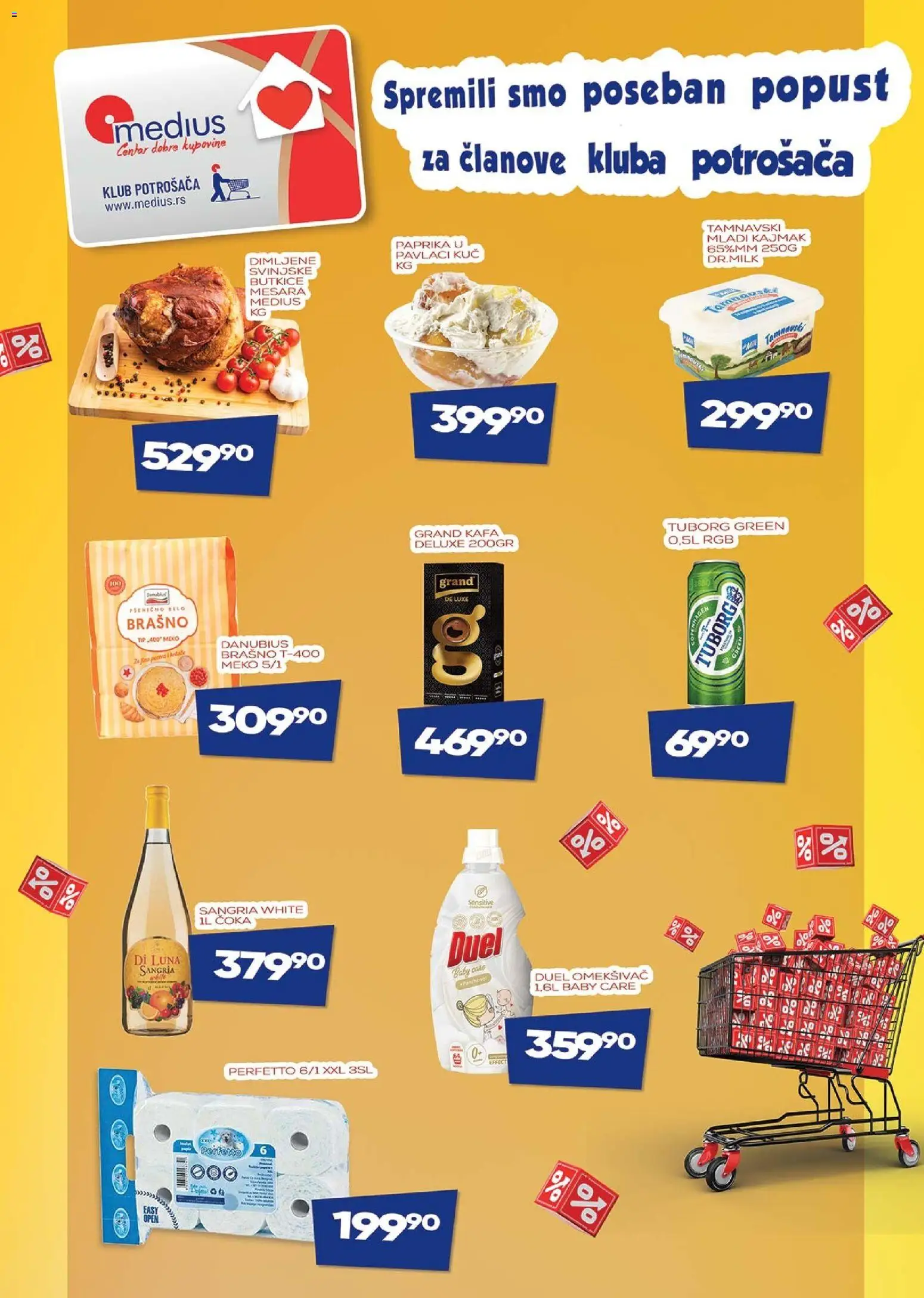 Pregled Medius kataloga - važi od 20.04.2026 - Paprika, Kafa, Kajmak, Tuborg, Brašno, Omekšivač, Mladi kajmak