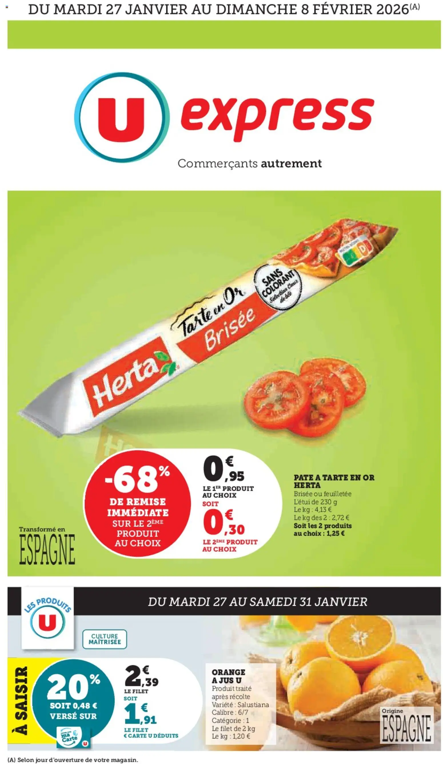 Prévisualisation de Les prix bas de la semaine du magasin U Express formulaire valide 27/01/2026