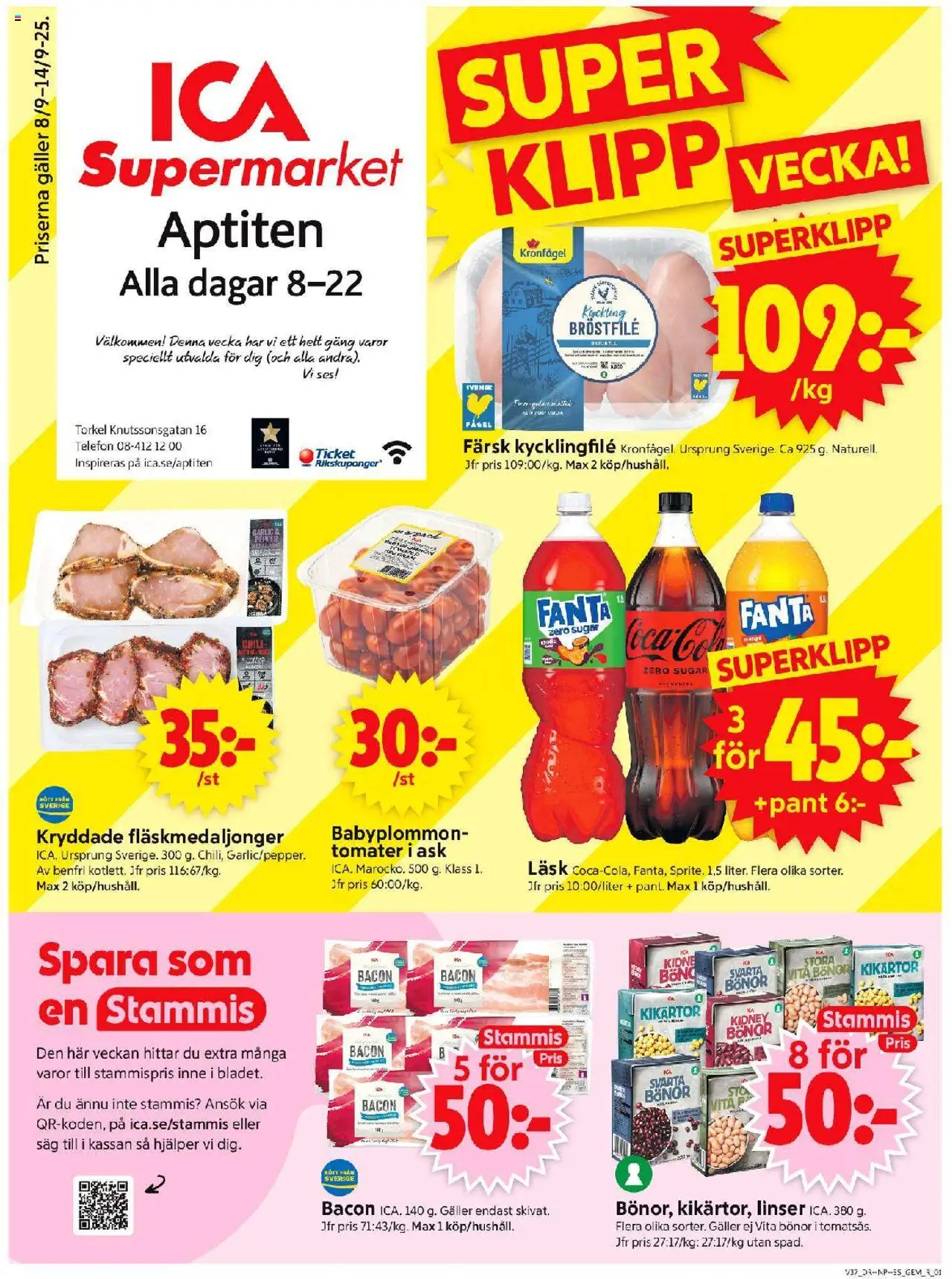 Aktuella reklamblad ICA Supermarket är giltig 08/09 2025 > Veckans Erbjudanden gäller från 08/09/2025 till 14/09/2025 sidnummer 1