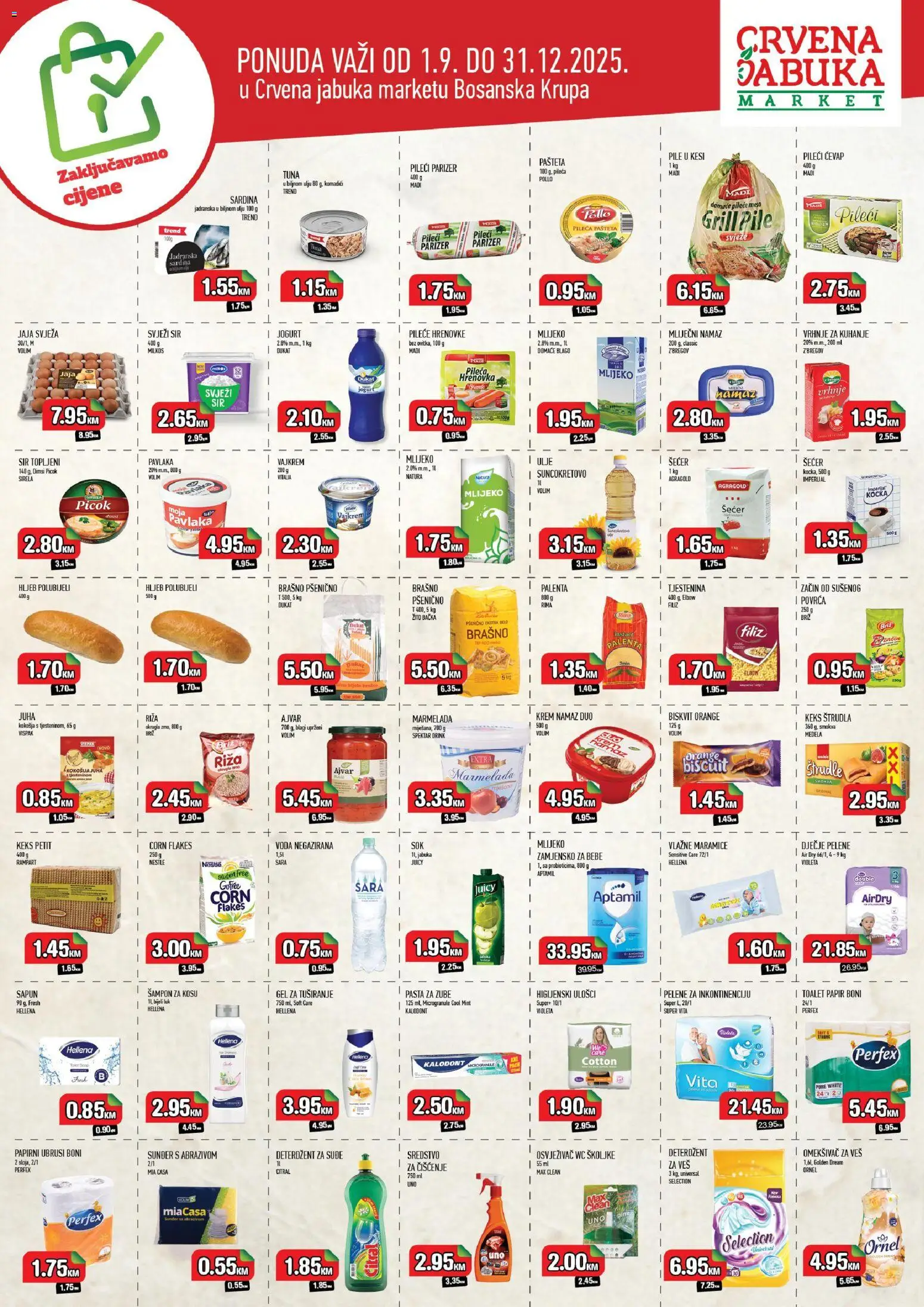 Pregled letka Zaključavamo cijene trgovine Crvena jabuka vrijedi od 2025.09.01