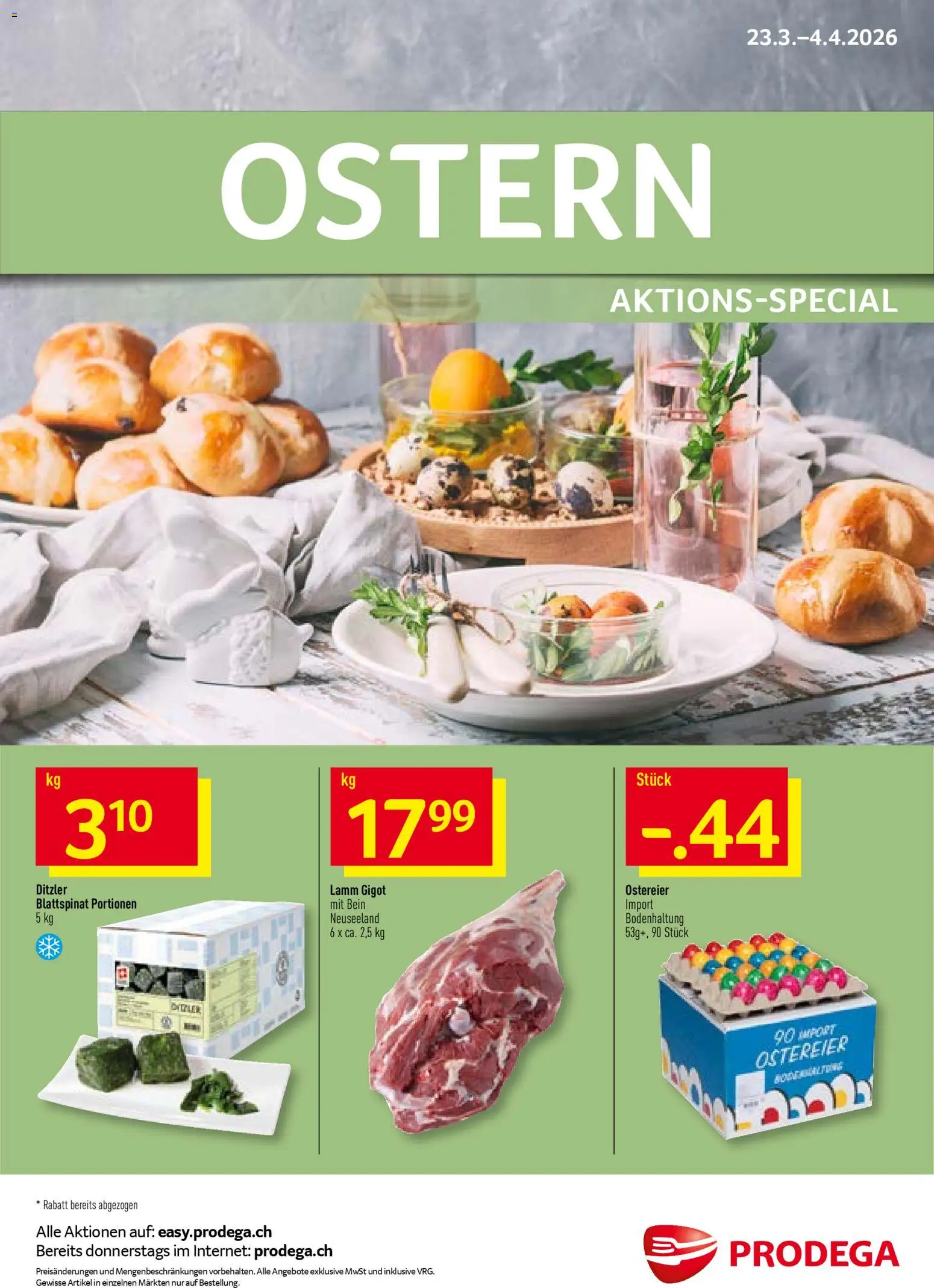 Vorschau des Merkblatts Prodega Aktionen Ostern vom Shop Prodega gültig von 23.03.2026 bis 04.04.2026