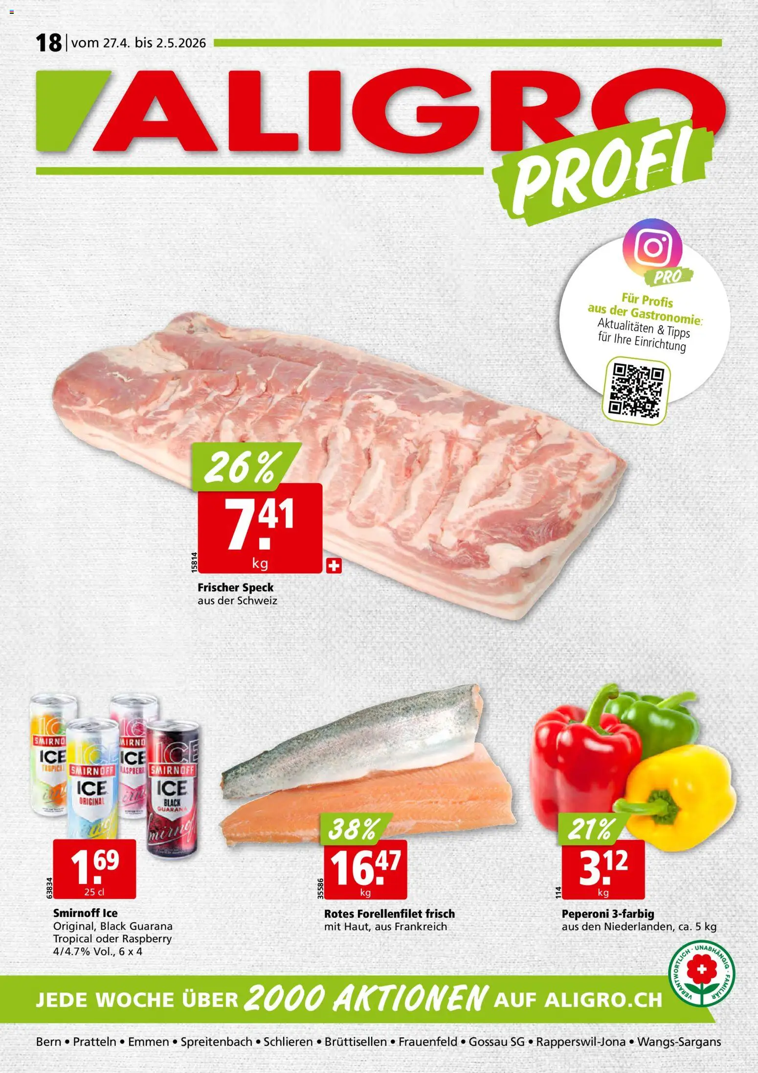 Vorschau des Merkblatts Aligro aktionen Schlieren, Gossau SG, Frauenfeld, Rapperswil-Jona, Sargans, Bern vom Shop Aligro gültig von 27.04.2026 bis 02.05.2026