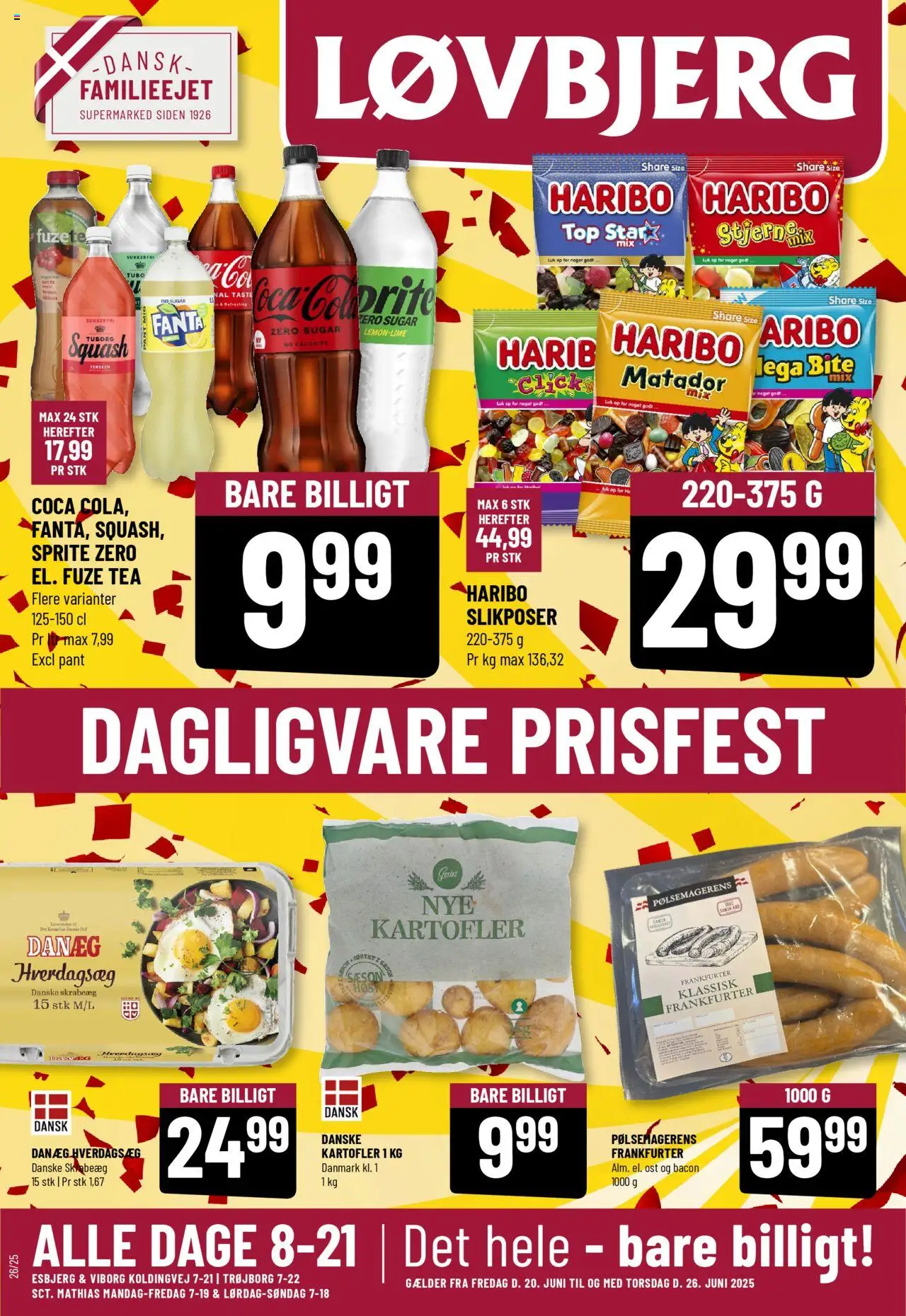 Løvbjerg tilbudsavis gyldig fra 20/06/2025 - side 1 - Ost, Kartofler, Bacon, Fanta