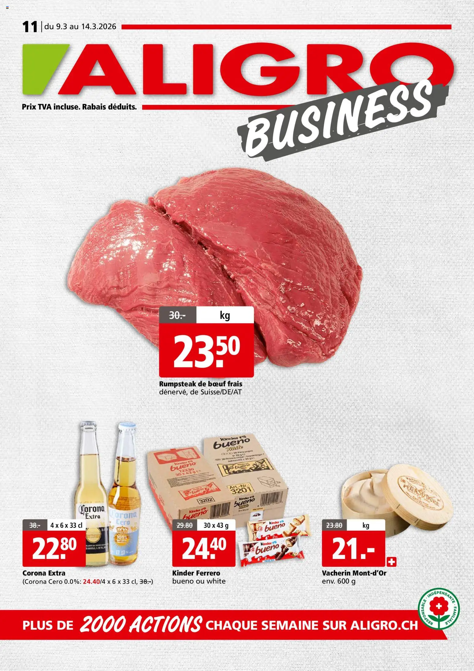 Vorschau des Merkblatts Aligro aktionen Business Chavannes, Matran, Genève, Sion vom Shop Aligro gültig von 09.03.2026 bis 14.03.2026