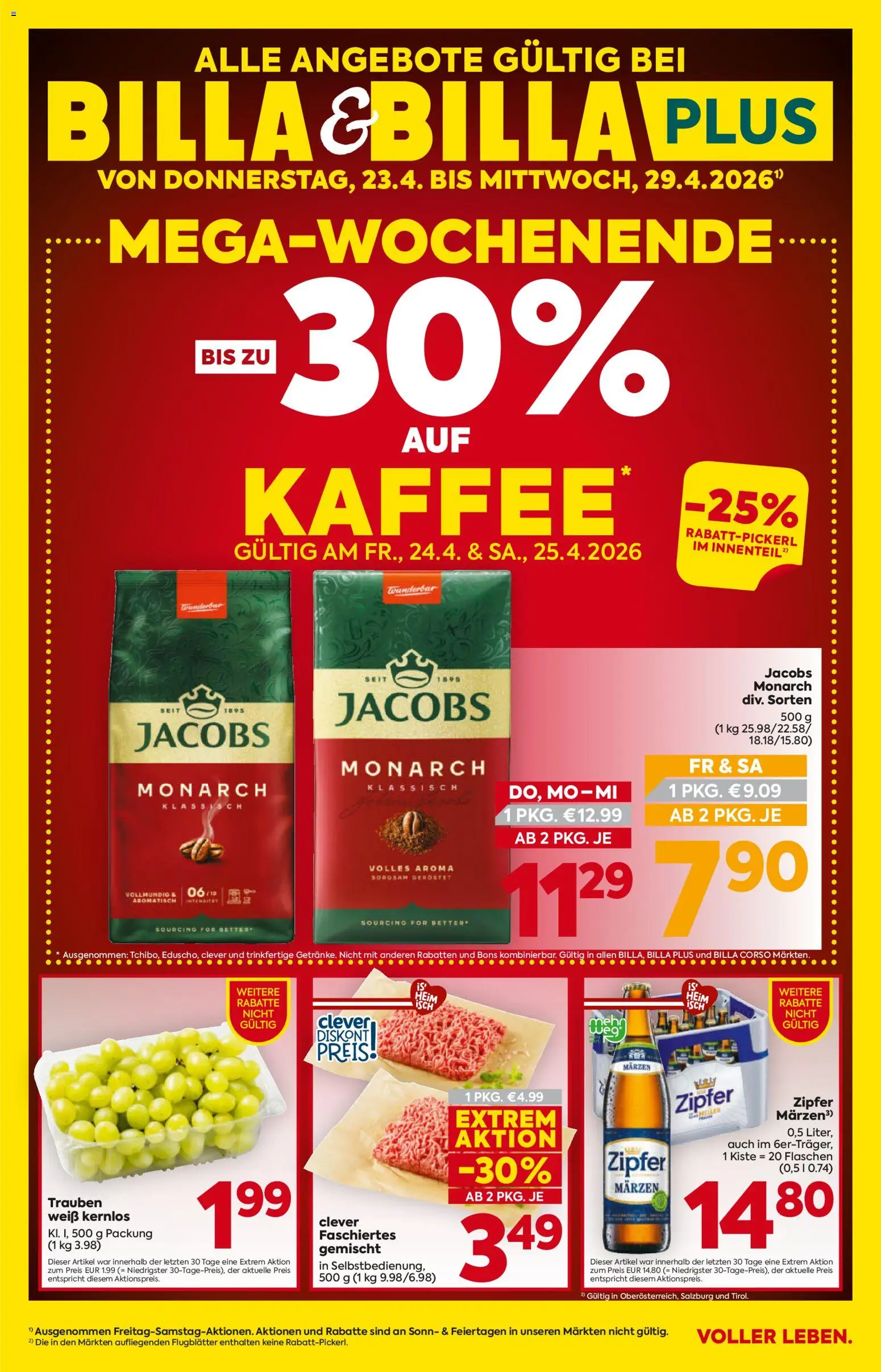 Vorschau der Angebote: Billa Billa Flugblatt - Salzburg gültig ab 23.04.2026 - Kaffee