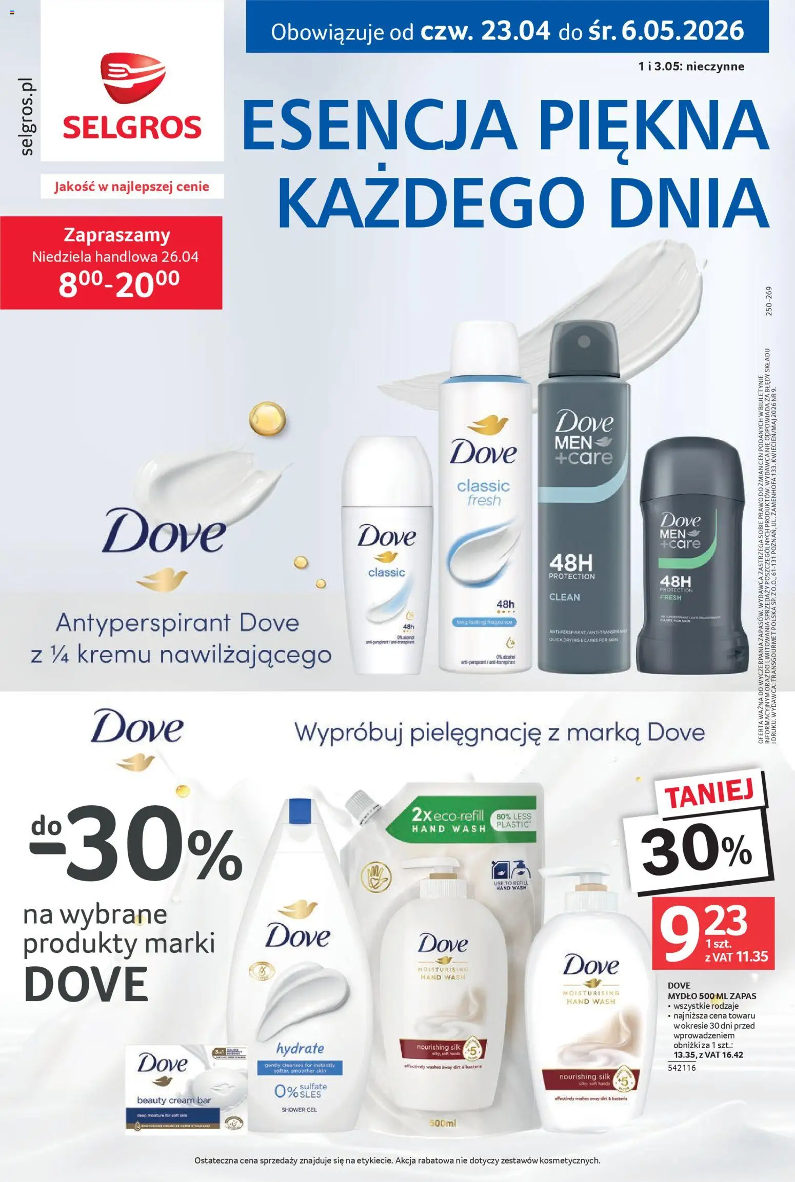 Pogląd gazetki "Selgros cash&carry gazetka - Uroda" ze sklepu Selgros cash&carry ważnej od 23.04.2026 - Antyperspirant, Dove, Mydło