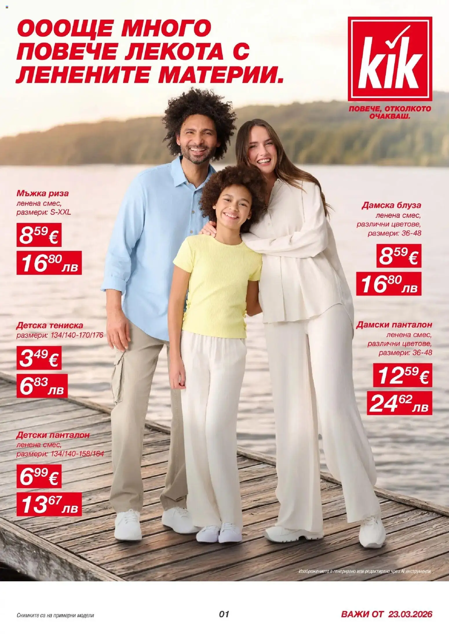 Преглед на Kik брошура - Повечве лекота с ленени материи от магазин Kik - Офертата е валидна от 23.03.2026