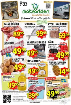 Förhandsgranska reklamblad Aktuella reklamblad Matvärlden - Veddesta från butik Matvärlden gäller från 01/12/2025