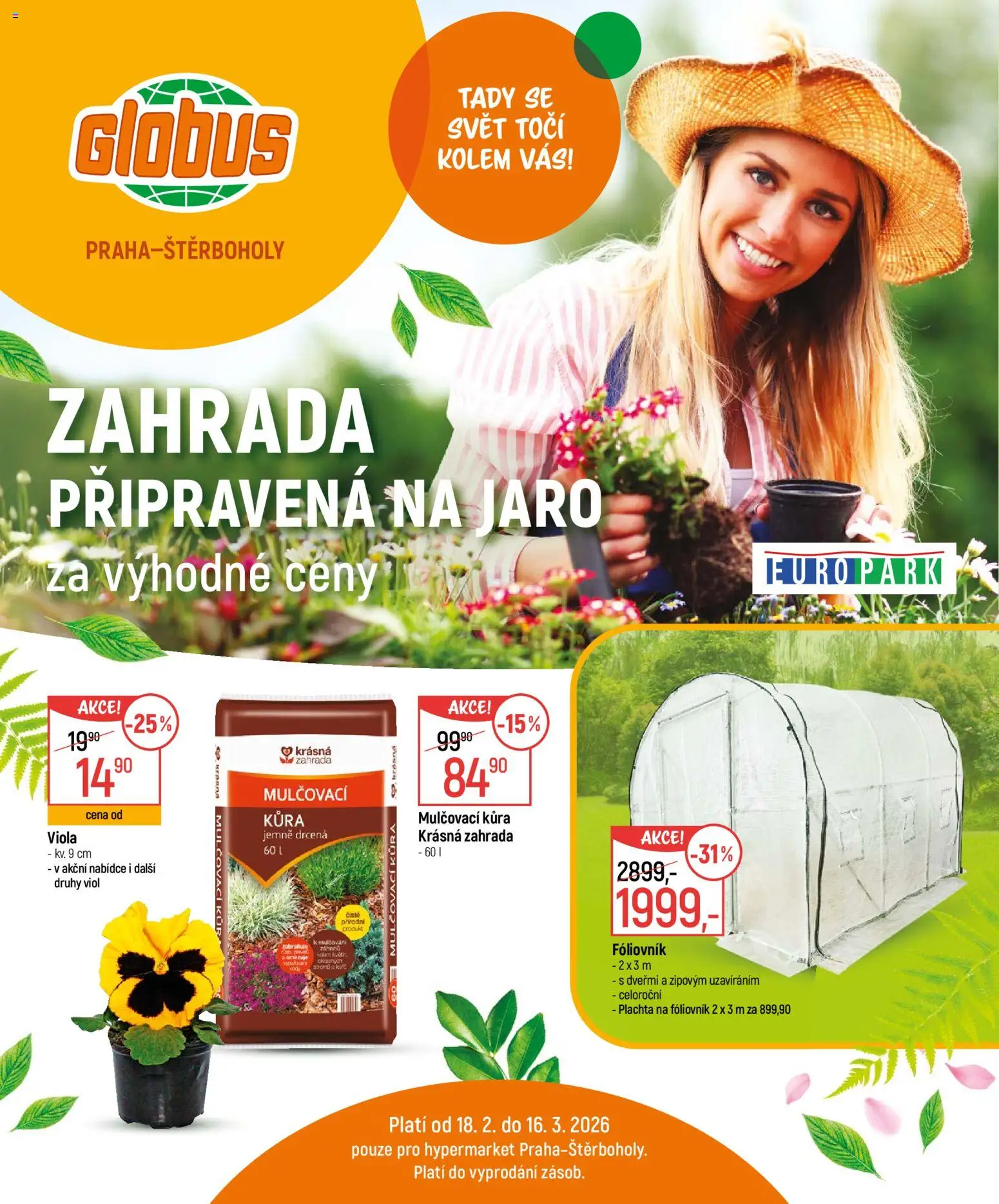 Náhled nabídky: Globus Praha-Štěrboholy platný od 18.02.2026 - Globus, Zahrada, Mulčovací kůra, Plachta, Fóliovník