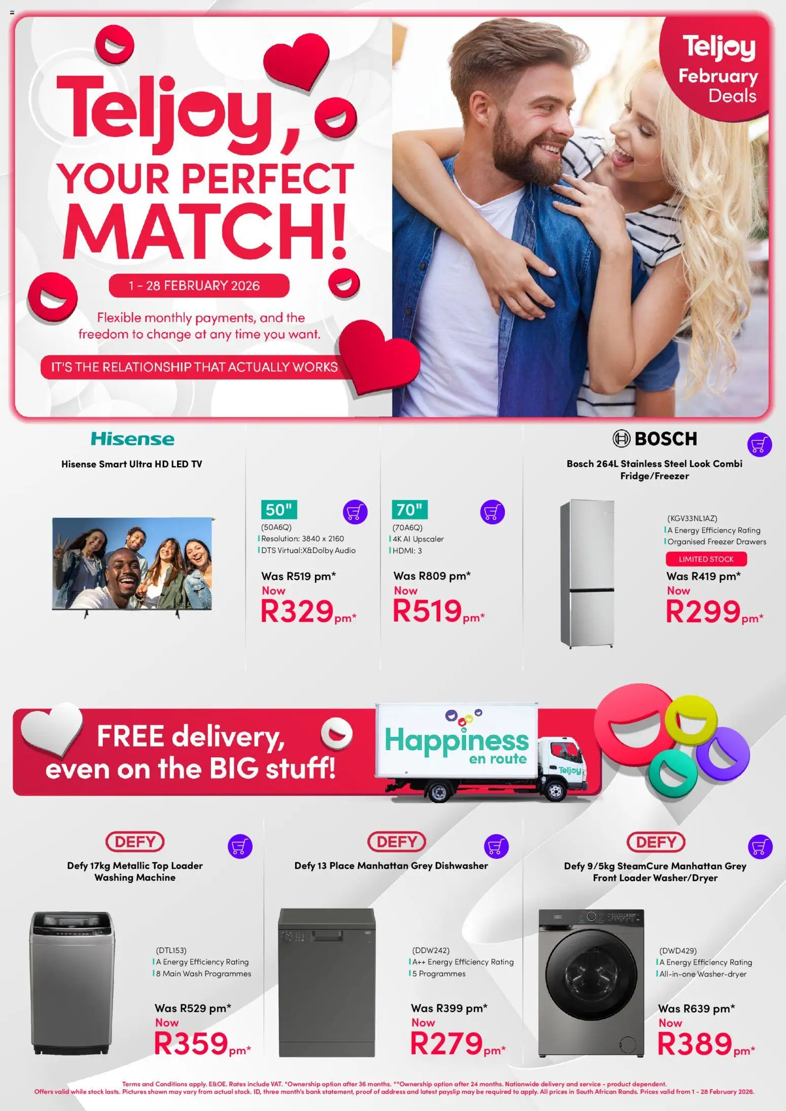 Preview of Teljoy flyer valid from 01/02/2026 - Washing machine, TV, Dishwasher, Freezer, Stock, Audio