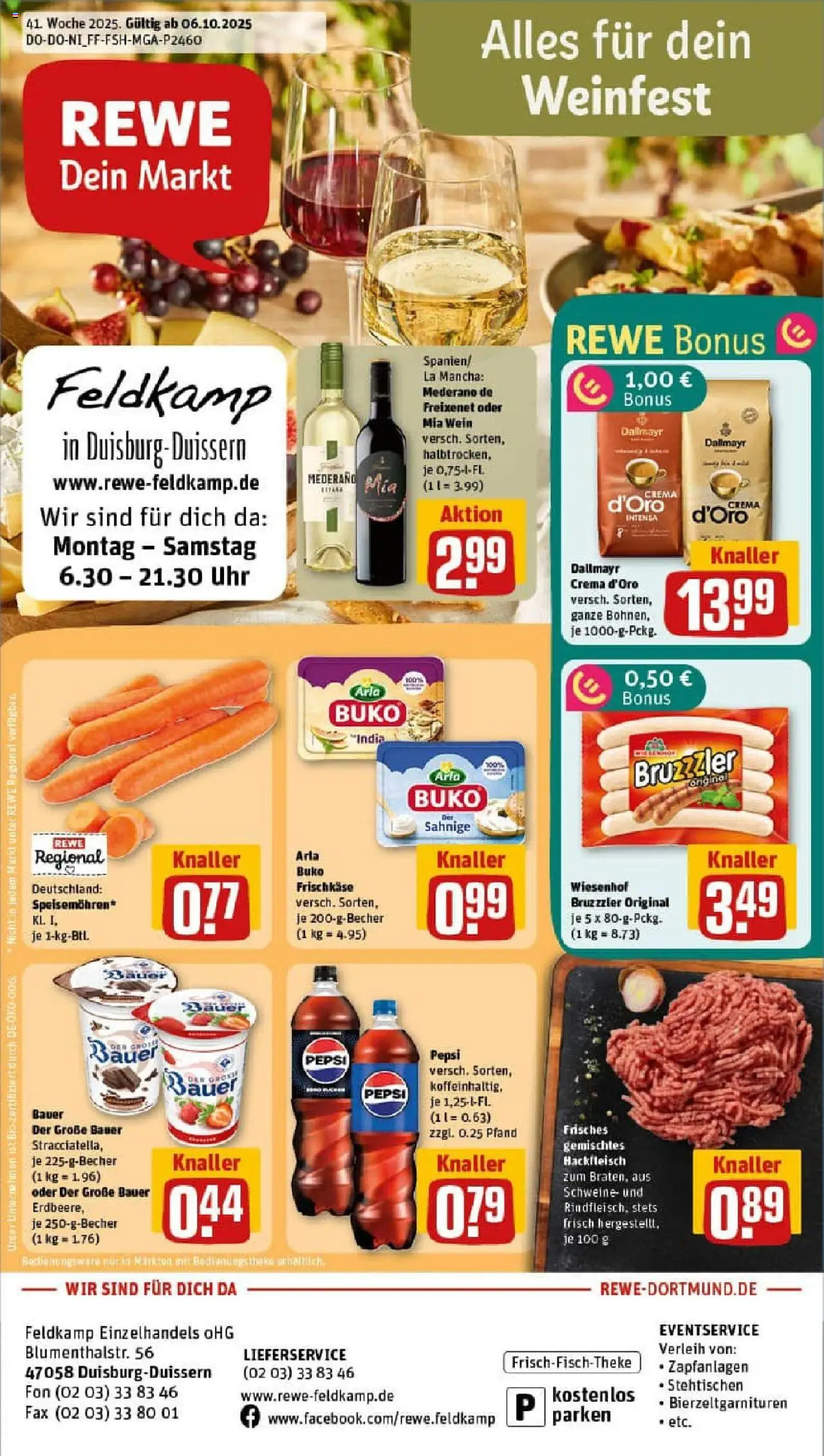 REWE Prospekt ab 06.10.2025 nächste Woche - Prospekt Duisburg / Duissern	