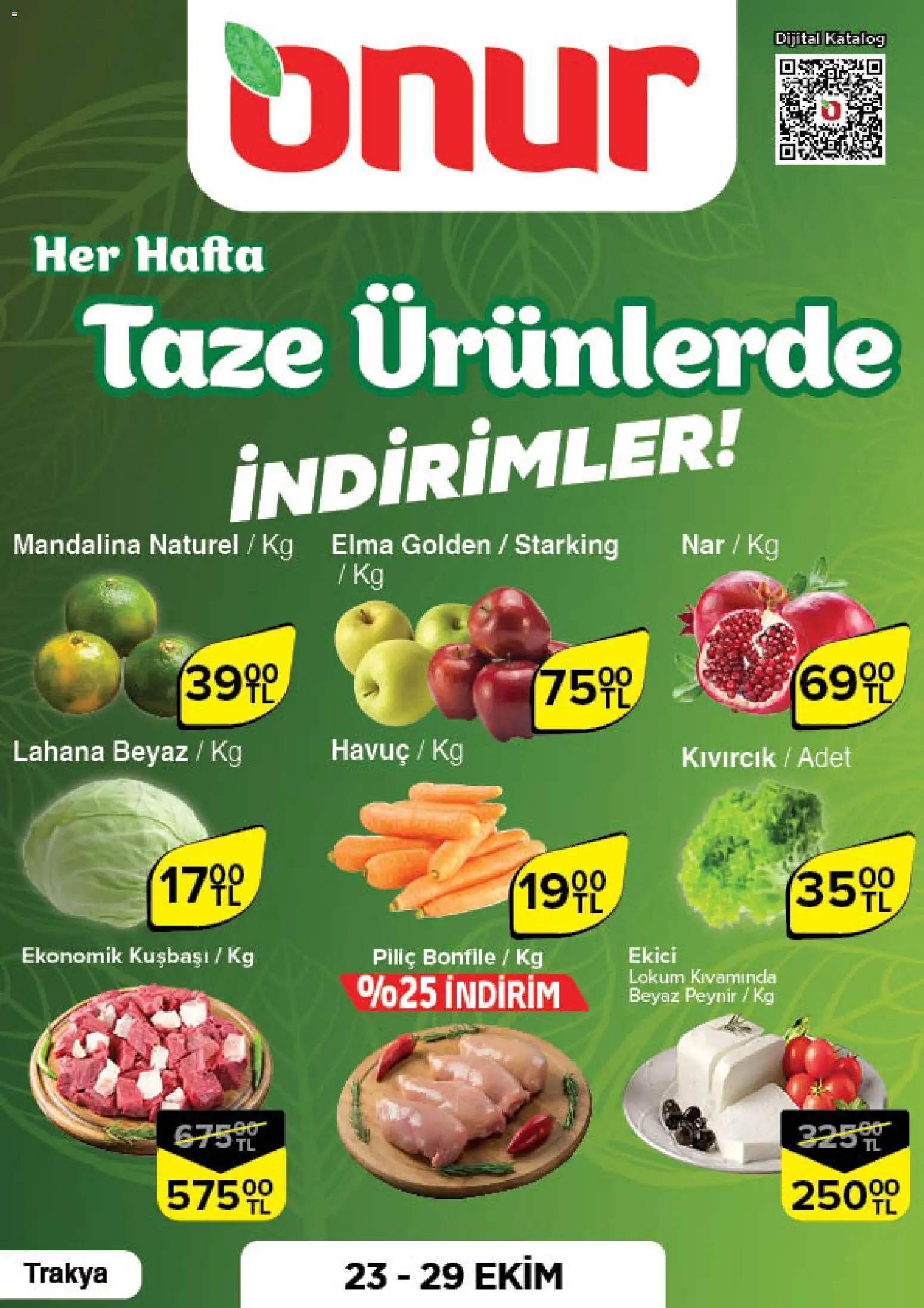 ONUR MARKET Taze Ürünlerde İndirimler - Trakya (23 Ekim 2025) - Indirim, Broşür - Sayfa numarası 1