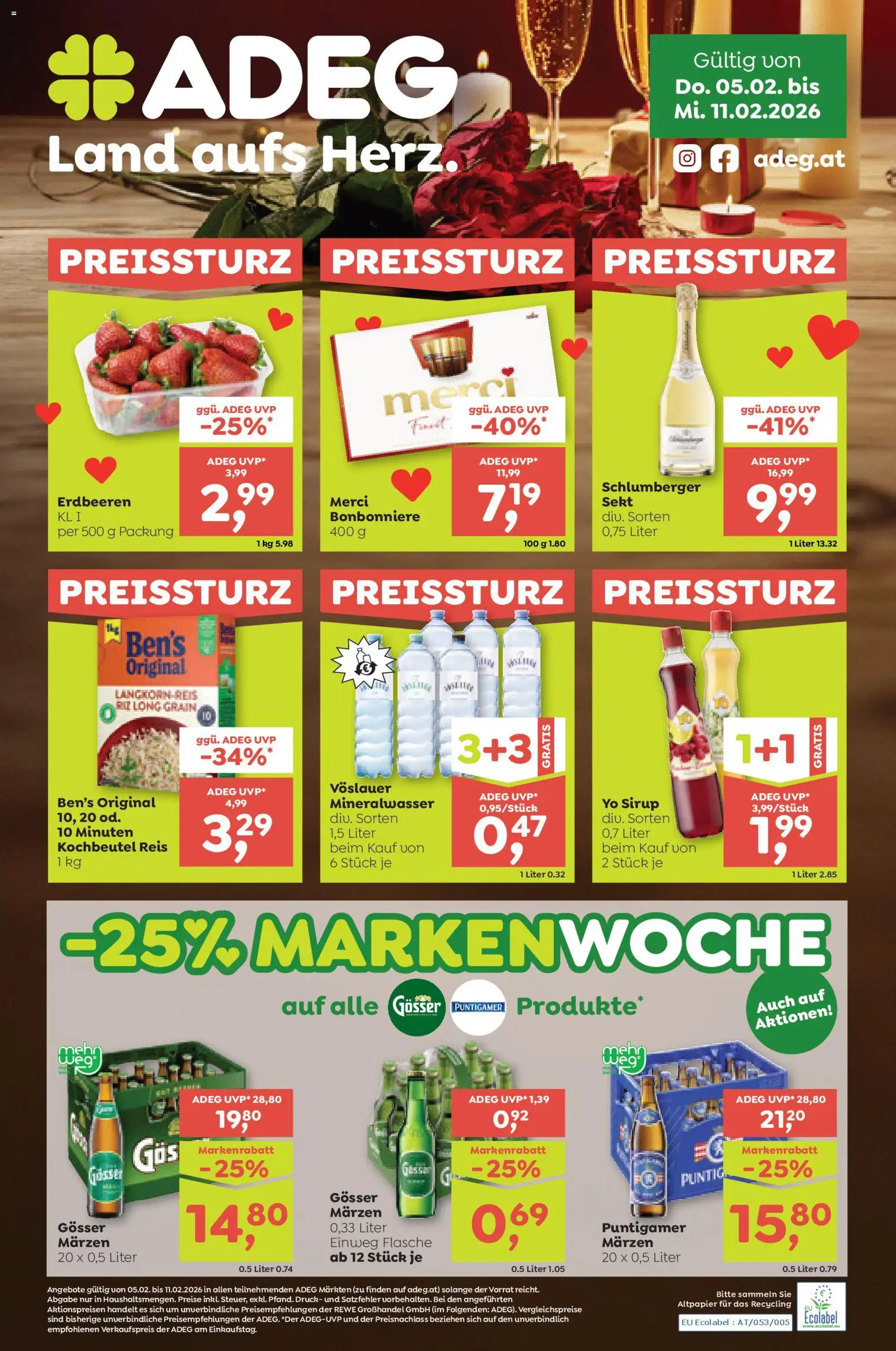 Vorschau der Angebote: ADEG Spittal gültig ab 05.02.2026 - Erdbeeren, Mineralwasser, Reis