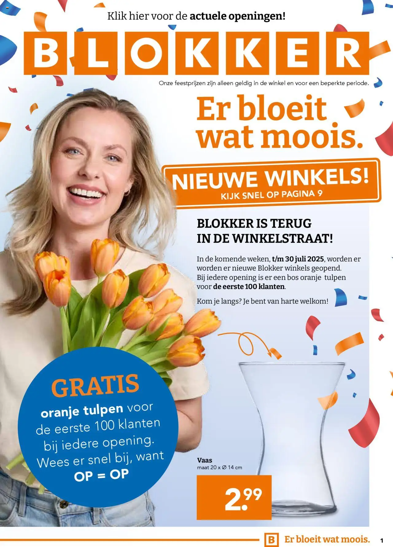 Blokker shop Folder geldig vanaf 23-07-2025 - Paginanummer 1 - Kom, Tulpen, Vaas